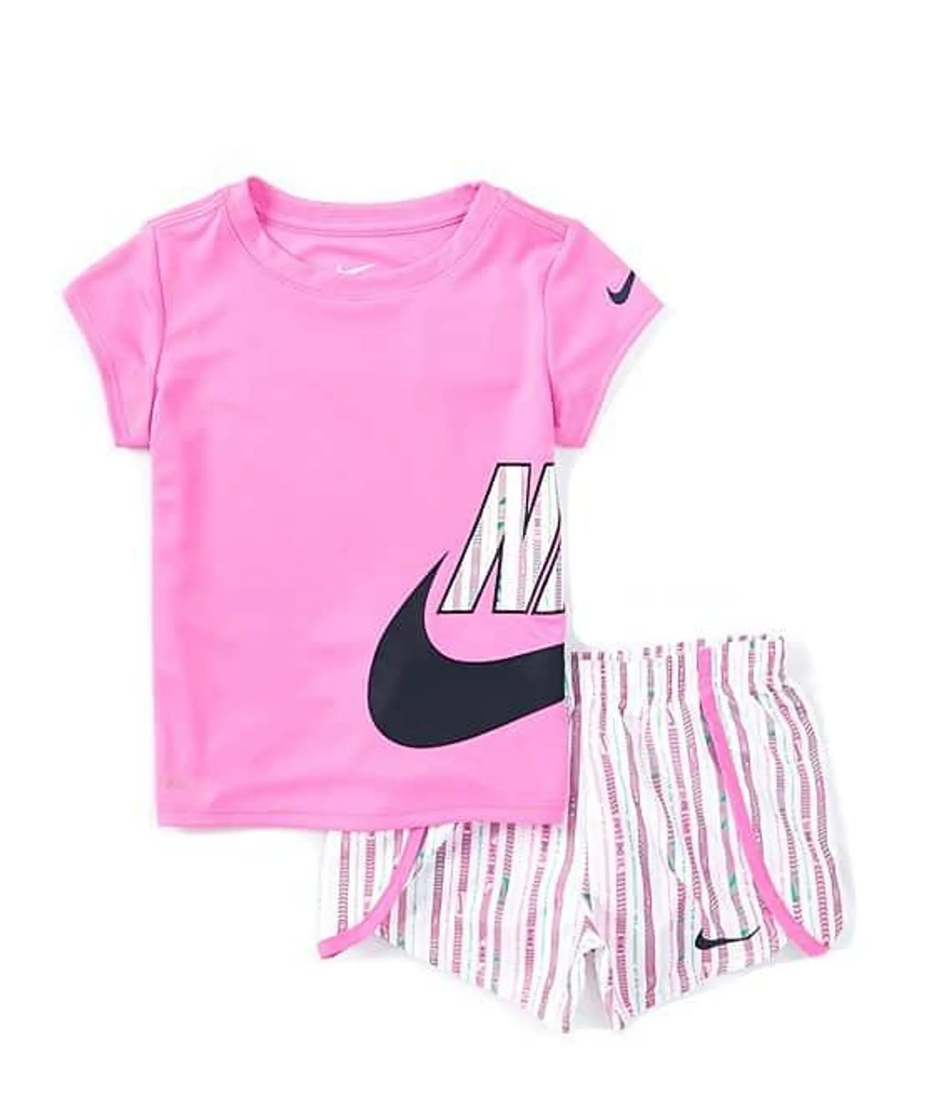 Little Girls 2T-6X Short-Sleeve Happy Camper T-Shirt & Striped Shorts Set