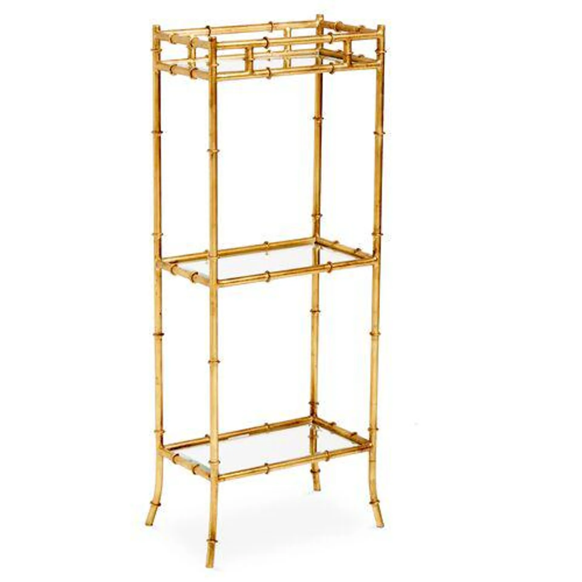3-Tier Bamboo-Style Side Table, Gold
