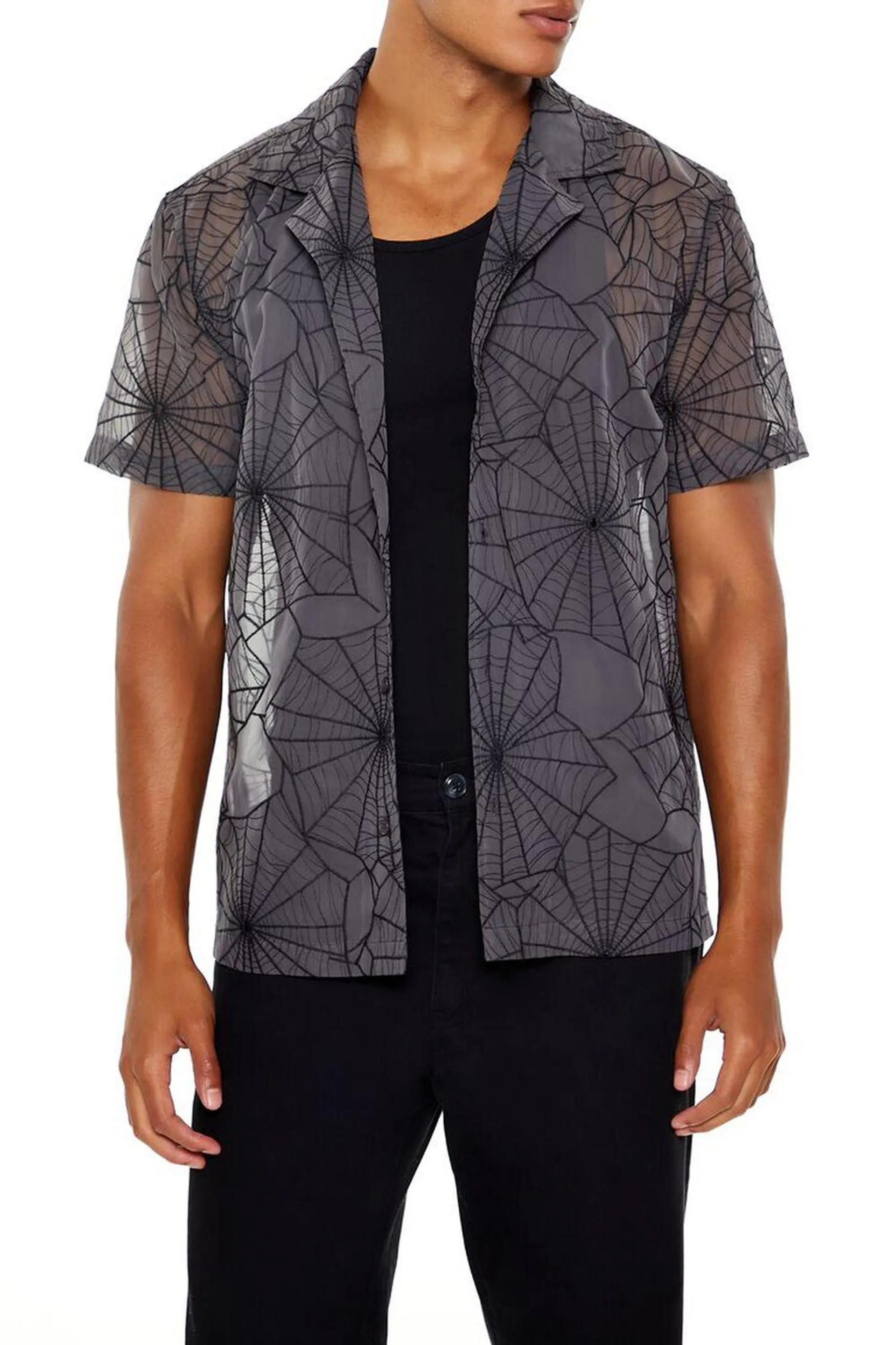 Embroidered Textured Spiderweb Shirt