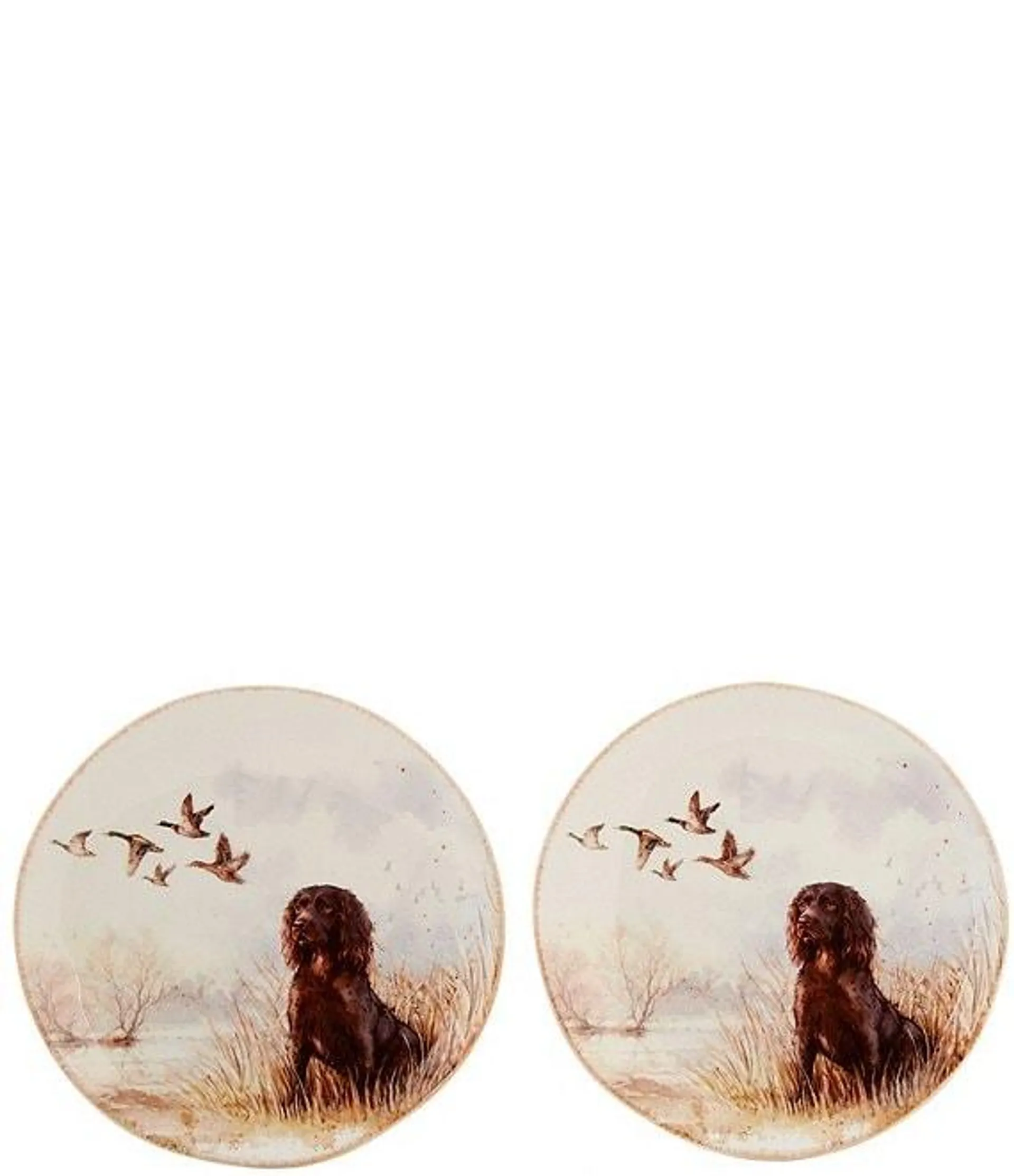 Festive Fall Hunting Dog Boykin Accent Plates, Set of 2