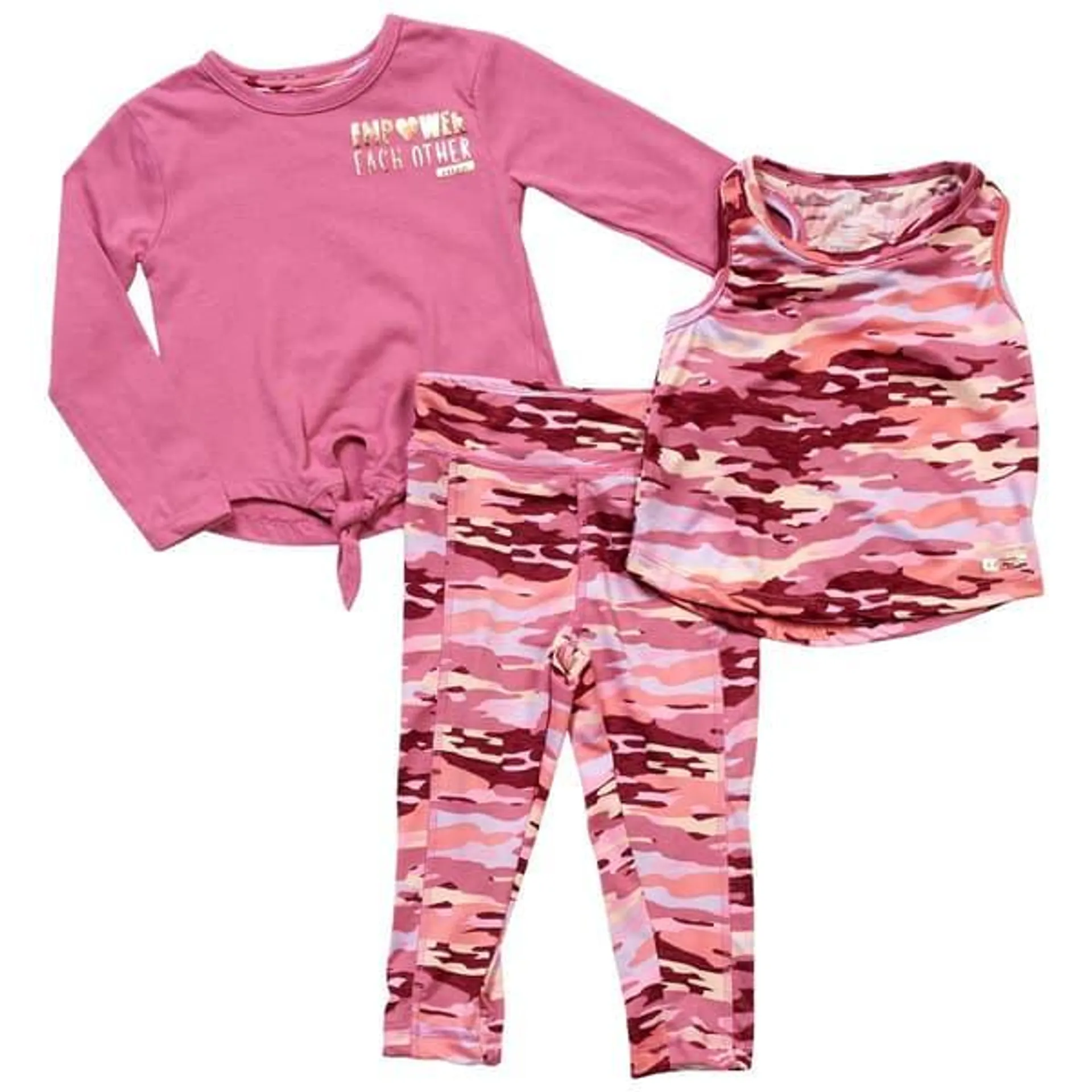 Toddler Girl RBX 3pc. Tie Front Top & Camo Tank Top/Leggings Set