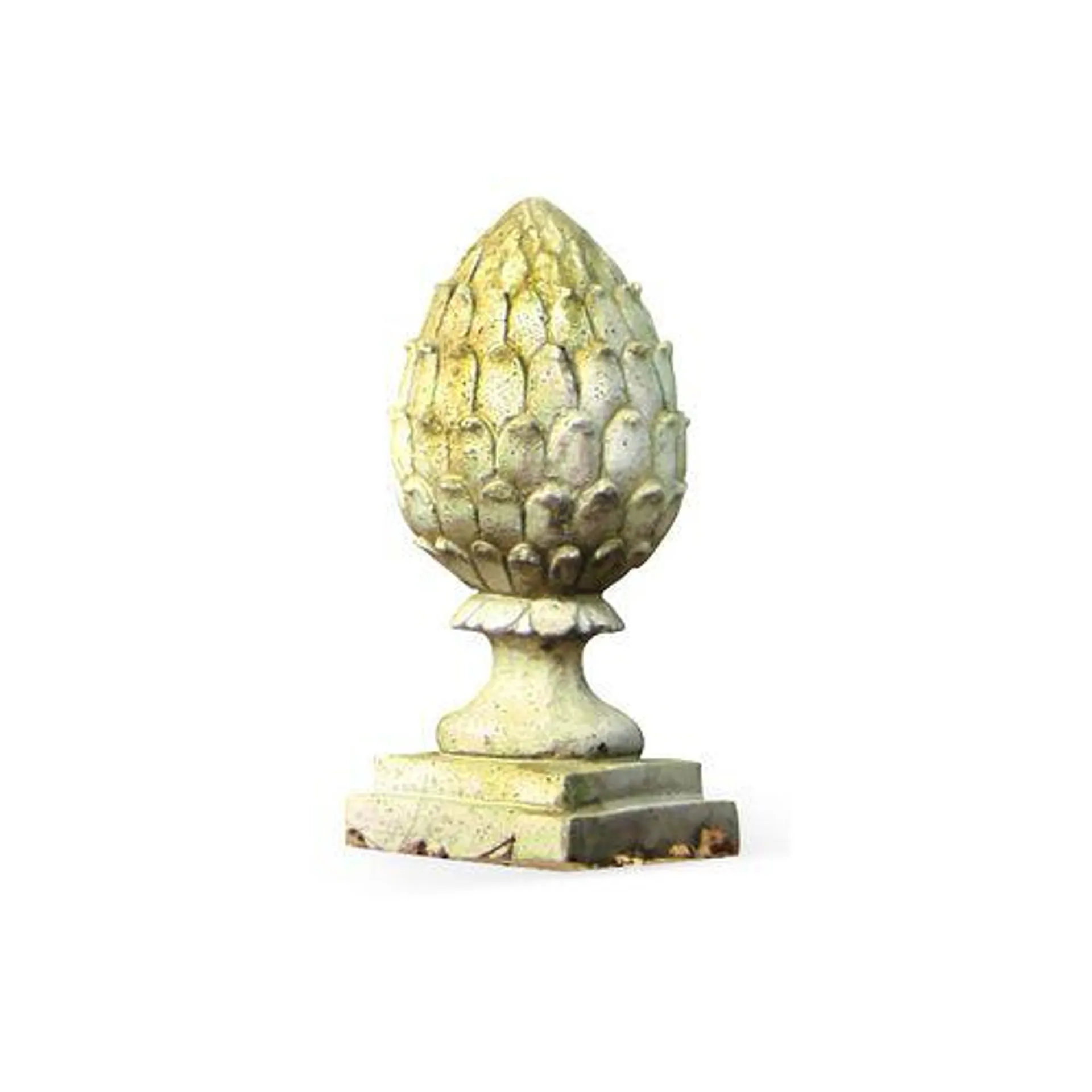 11" Artichoke Finial, White Moss