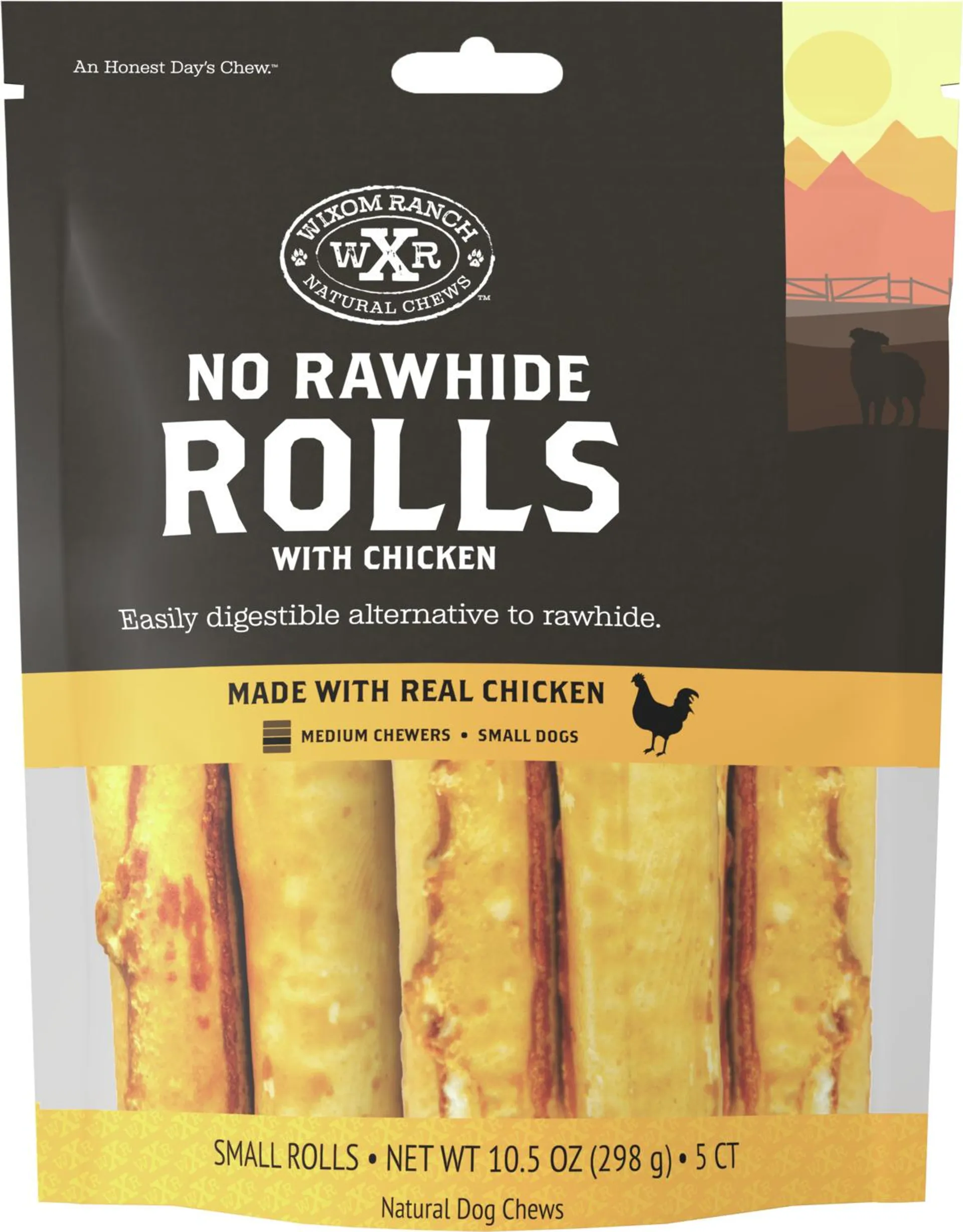 Wixom Ranch Natural Chews No Rawhide Rolls With Chicken, Small, 5 Count