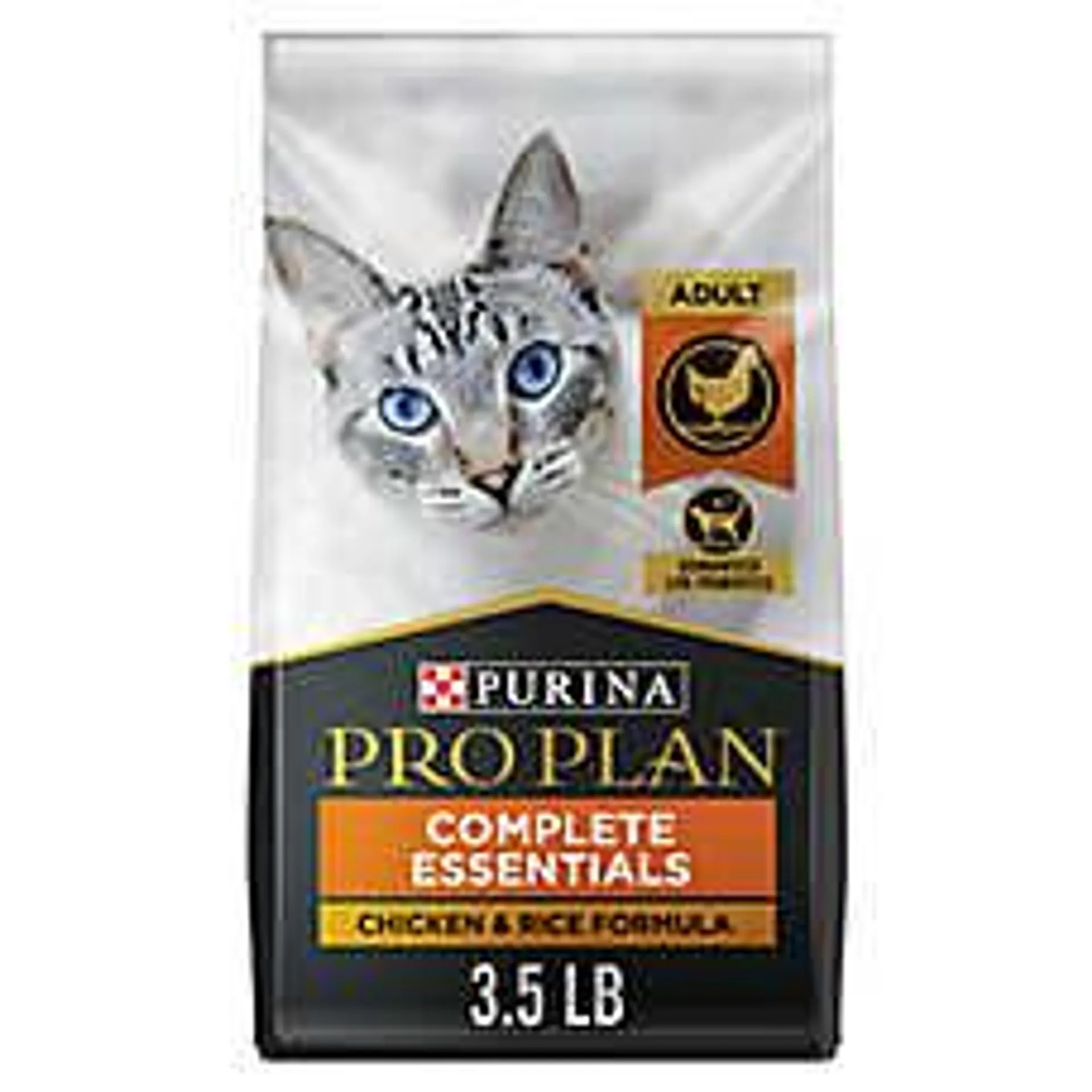 Purina Pro Plan Complete Essentials Adult Dry Cat Food - With Vitamins, Probiotics, Chicken & Rice