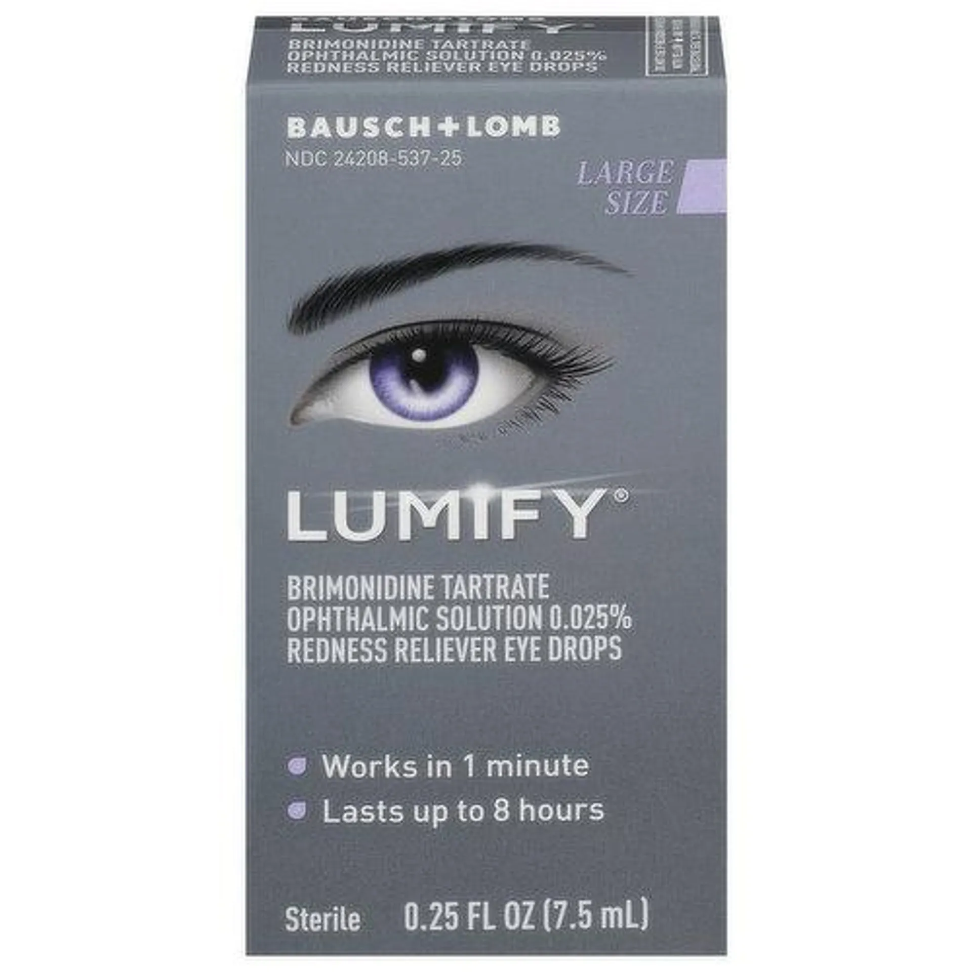 Lumify Eye Drops, Redness Reliever, Large Size, 0.25 Fluid ounce