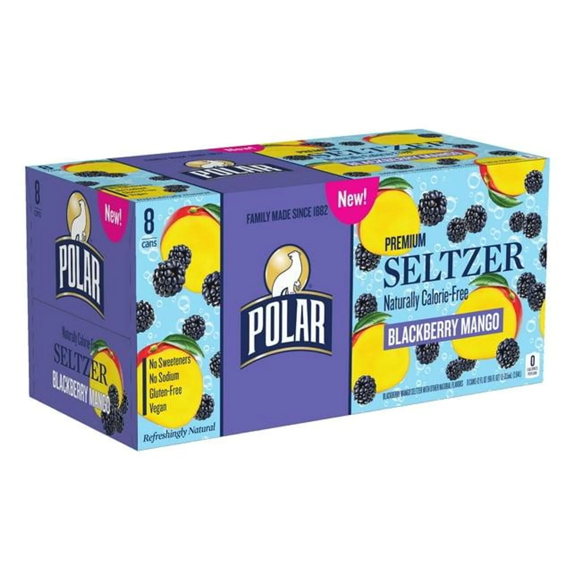 12OZ POLAR SLTZR BLKBRY MNG CN 8PKX3