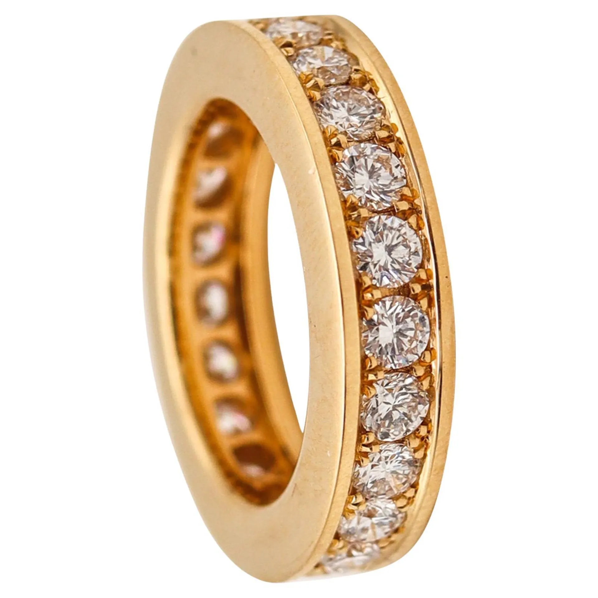 MODERNIST Eternity Ring In Solid 18Kt Yellow Gold With 3.50 Ctw In Diamonds