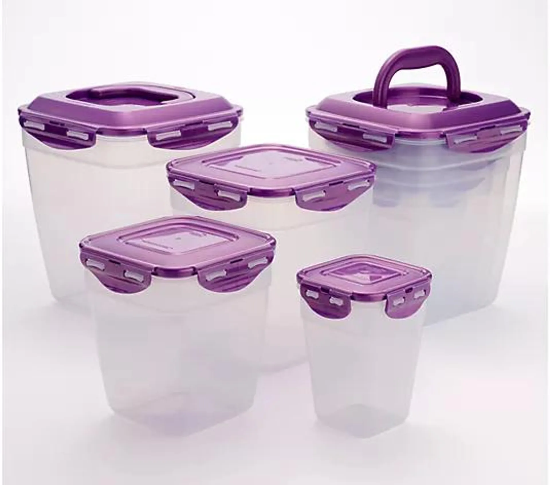 LocknLock 8-Pc Nestable Square Canister Storage Set w/ (2) Handle Lids