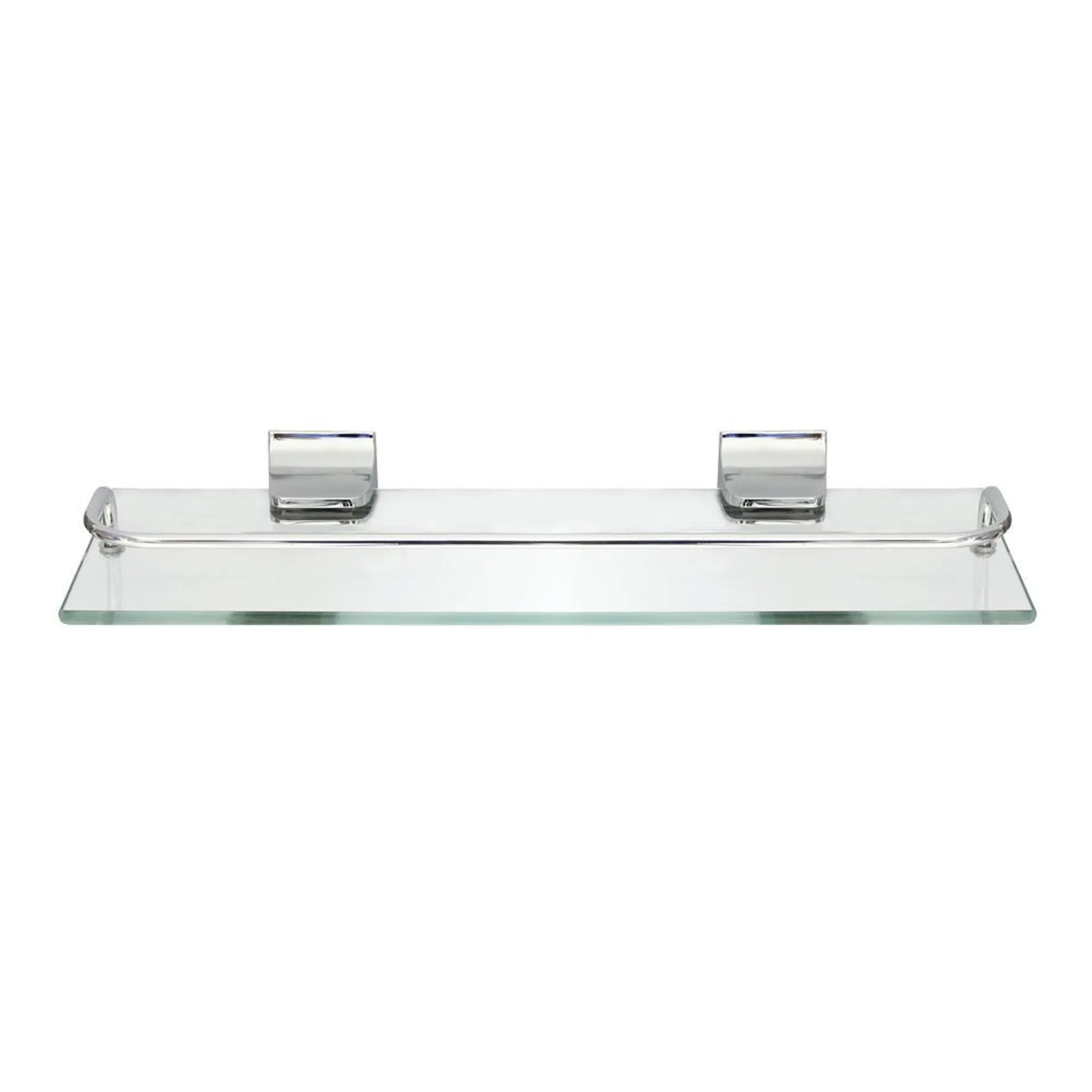 Modona 13-3/4"W x 5"D Wall-Mount Polished Chrome Glass Wall Shelf