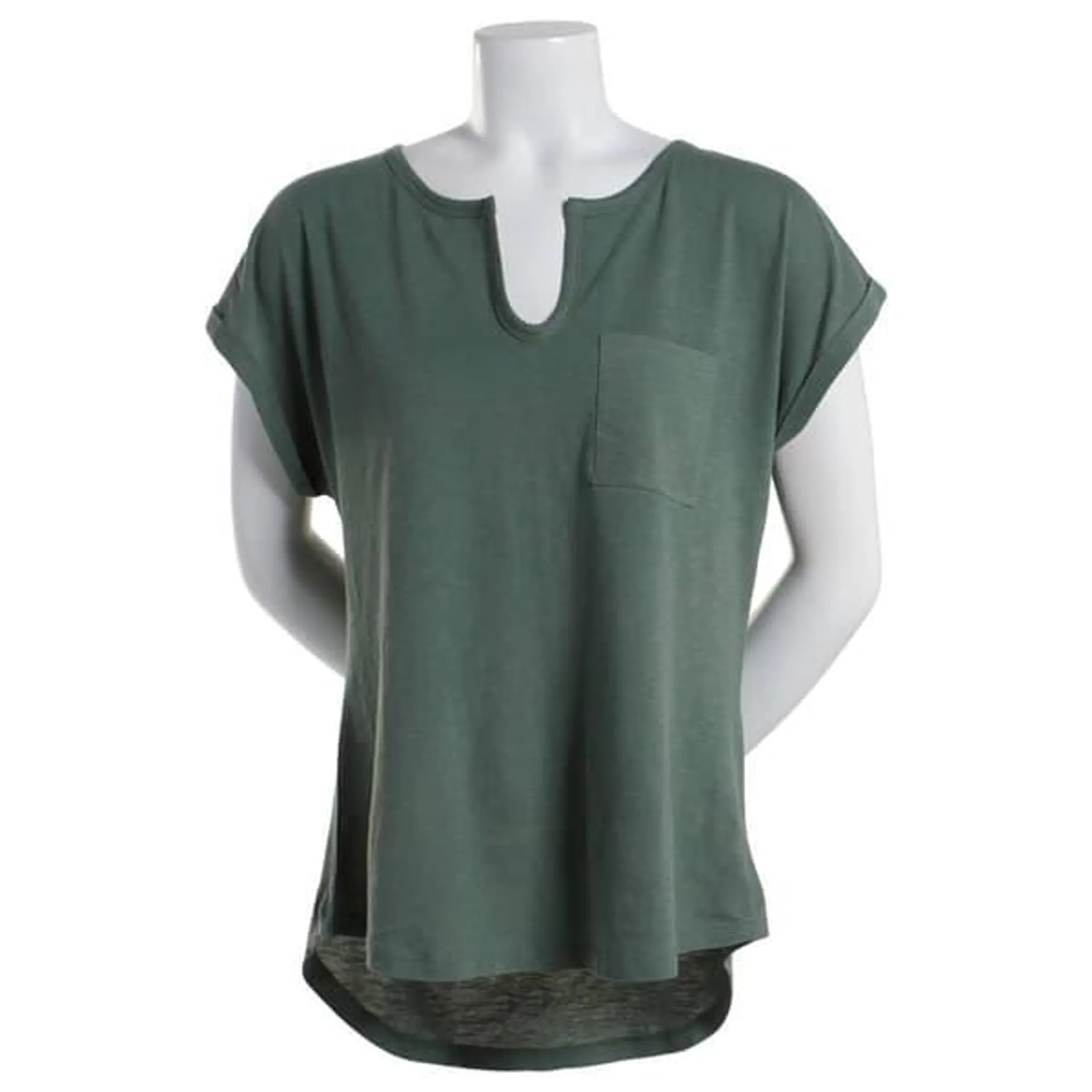 Womens Architect® Extend Sleeve Split Neck 1 Pocket Tee