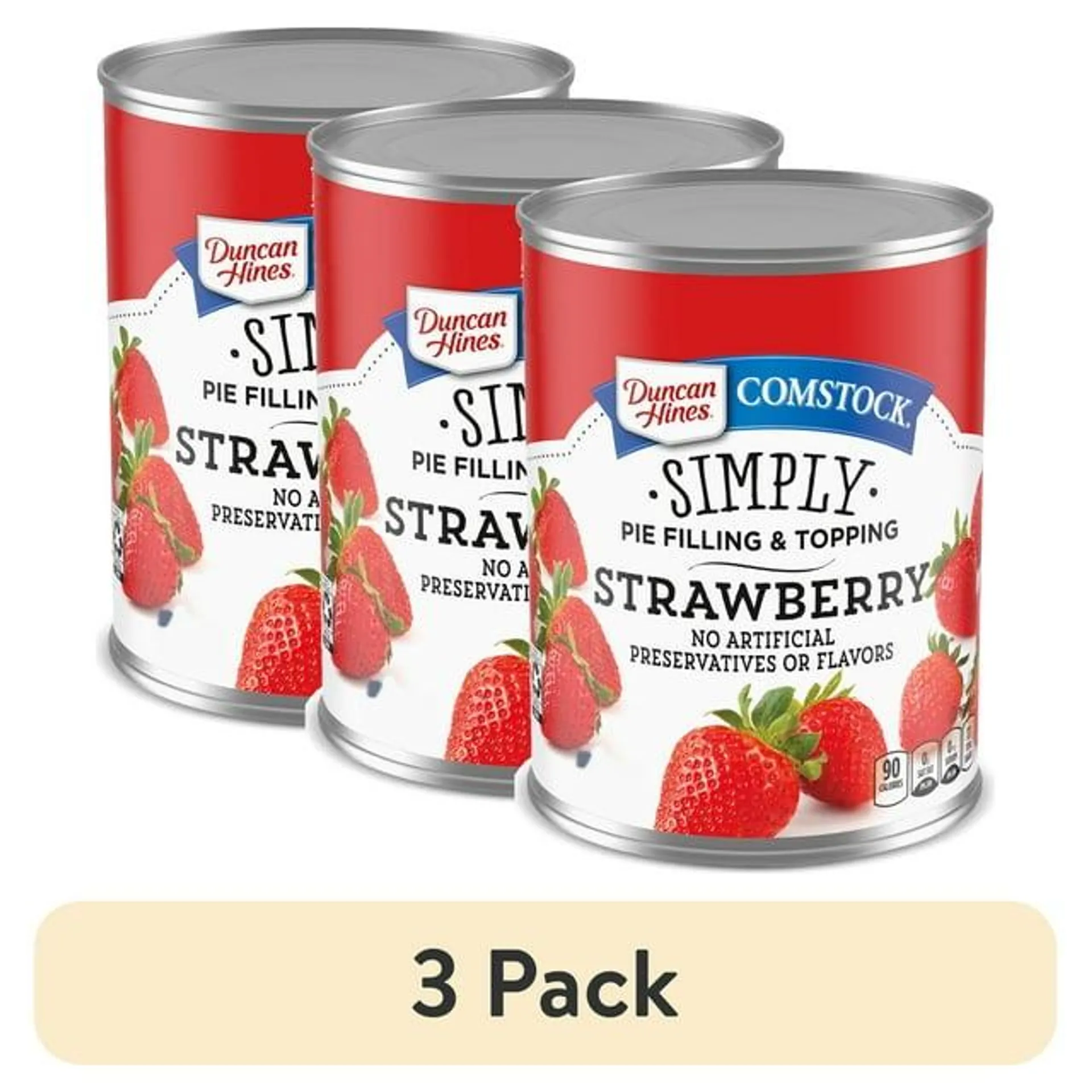 (3 pack) Duncan Hines Comstock Strawberry Pie Filling and Topping, 21 oz.