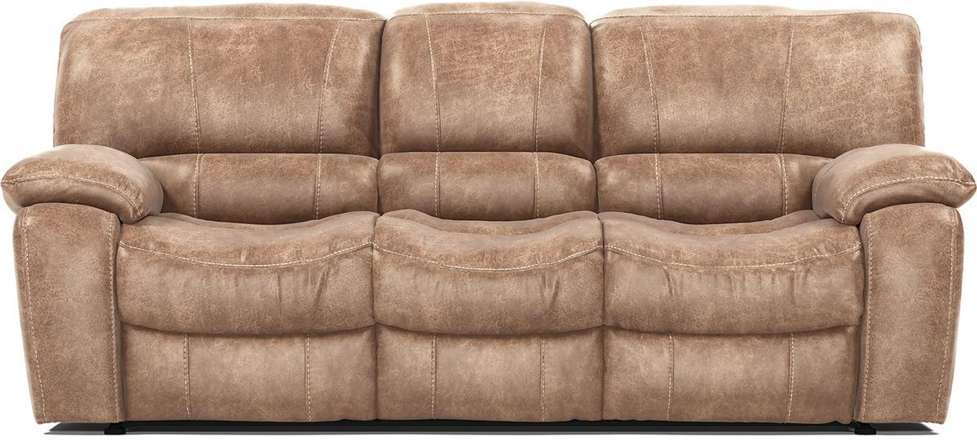 Cindy Crawford Alpen Ridge Silt Brown Microfiber Non-Power Reclining Sofa