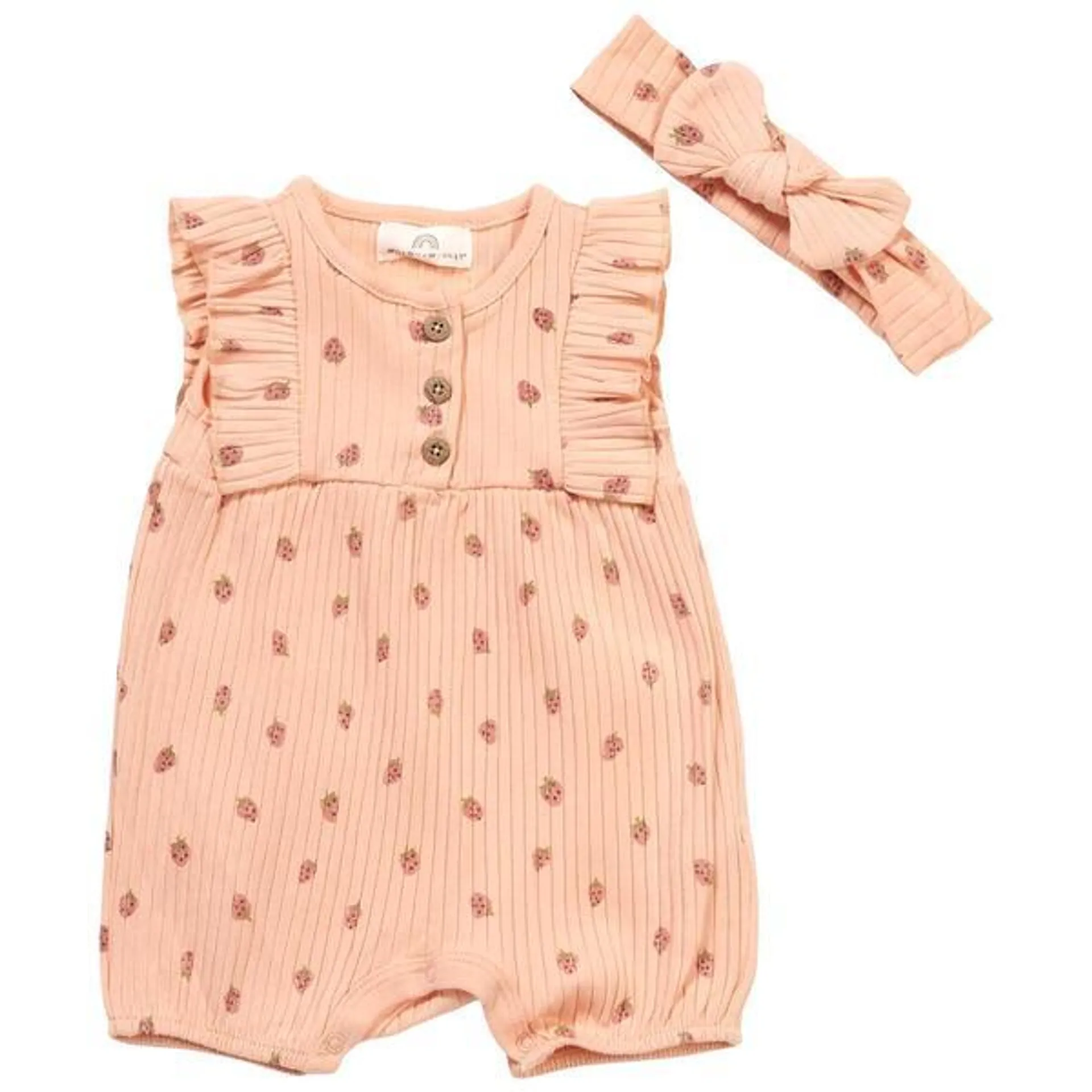 Baby Girl (NB-9M) Willow & Whimsy® Strawberry Romper & Headband