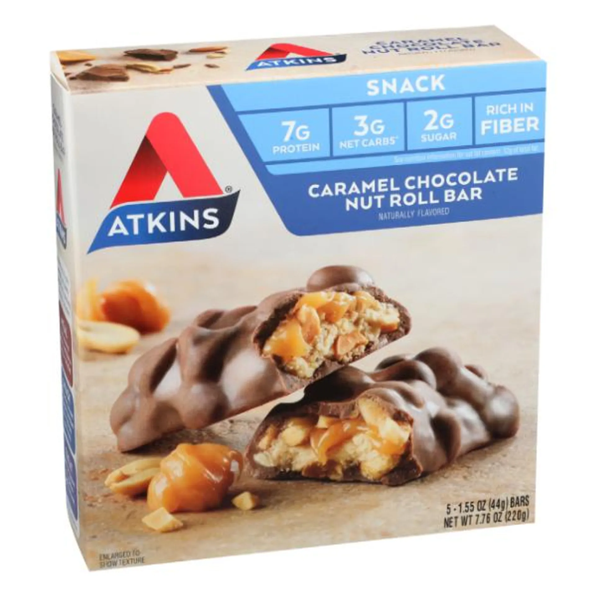 Atkins Caramel Chocolate Nut Roll Snack Bar 5 Pack - 7.76 Ounce