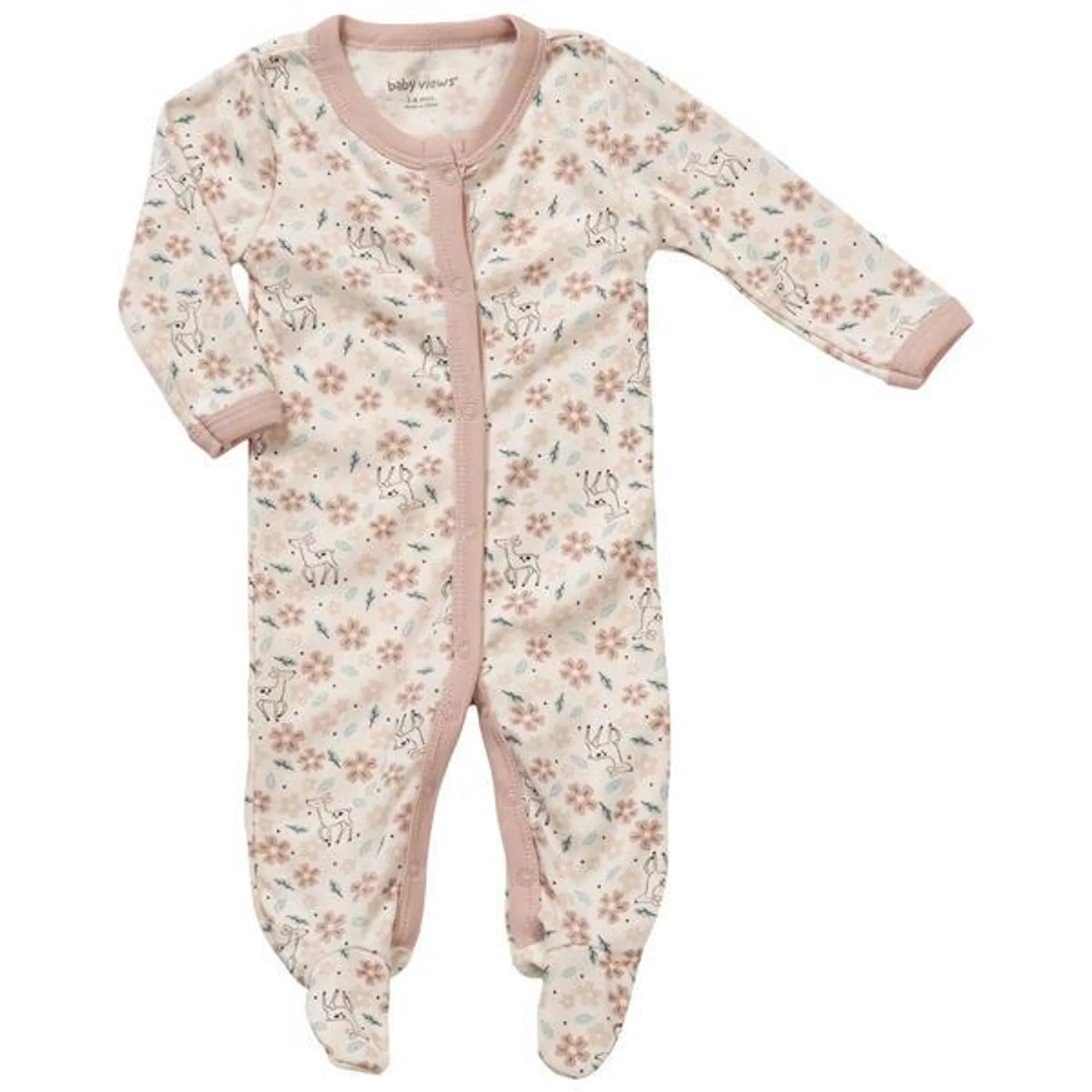 Baby Girl (NB-9M) baby views® Snap-Button Floral Deer Footie