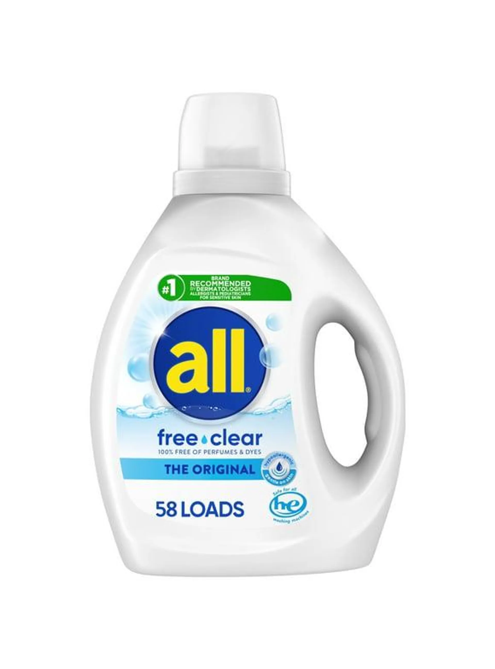 all Liquid Laundry Detergent, Free Clear for Sensitive Skin, 88 Fluid Ounces, 58 Loads