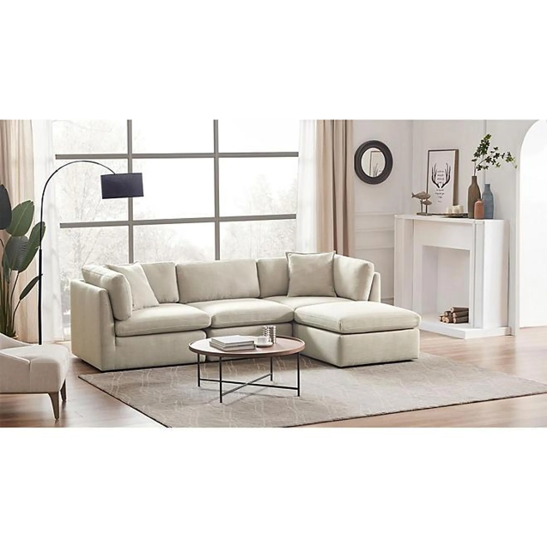 Member’s Mark Transitional Modular Fabric Sofa with Storage Ottoman, Assorted Colors