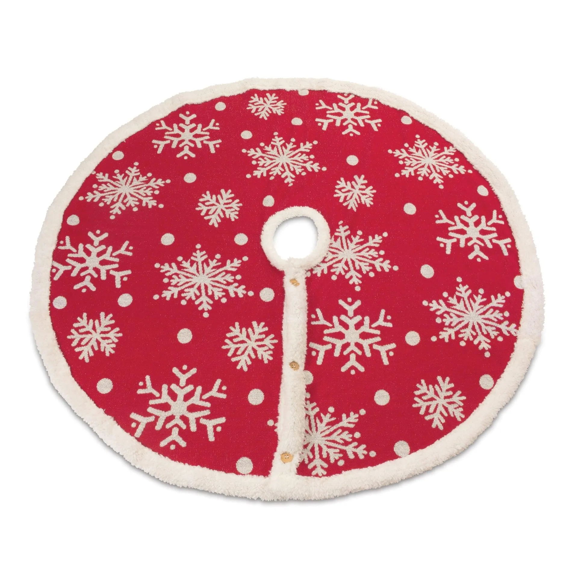 Red Woven Snowflake Tree Skirt 48"