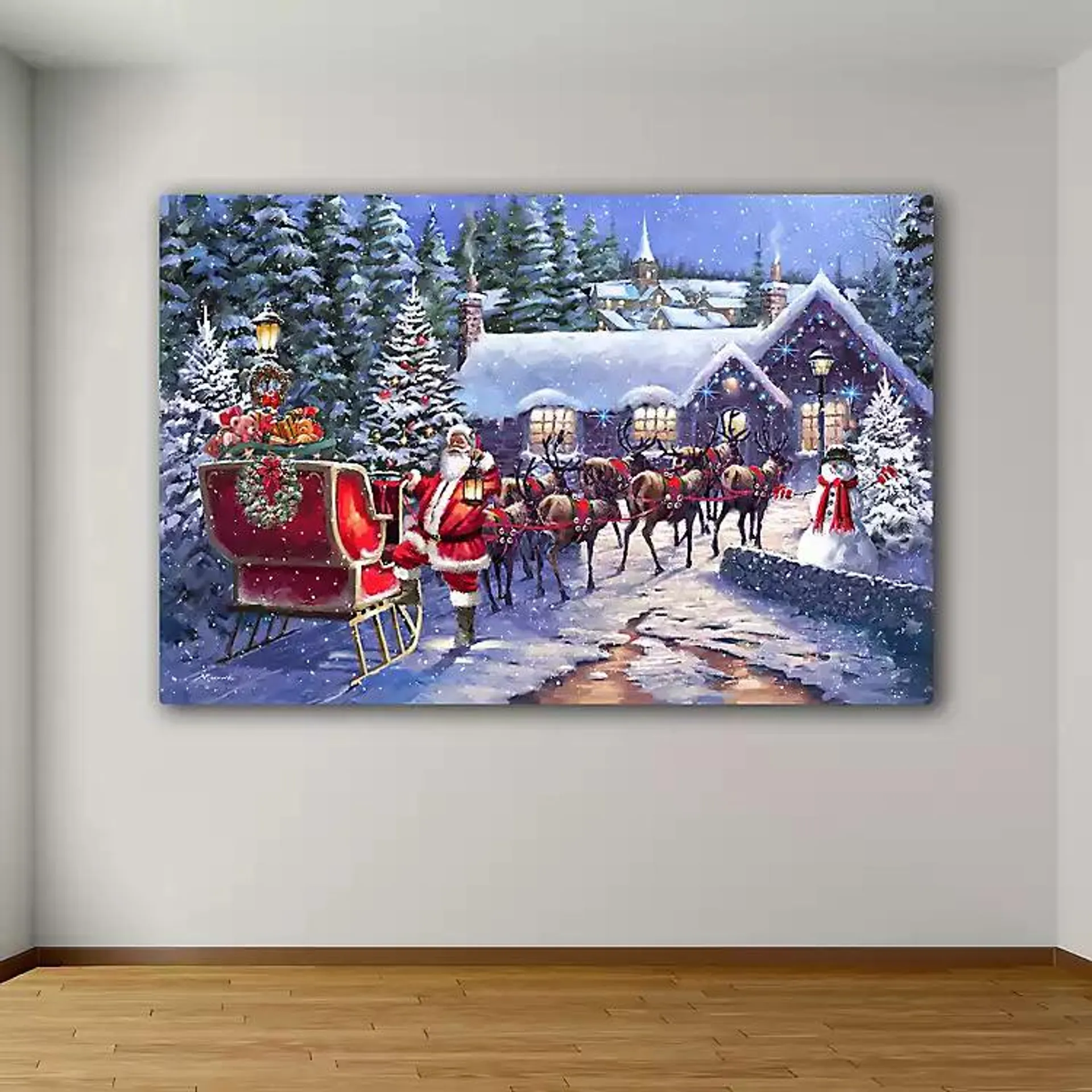 Santa and his Team Canvas Art Print