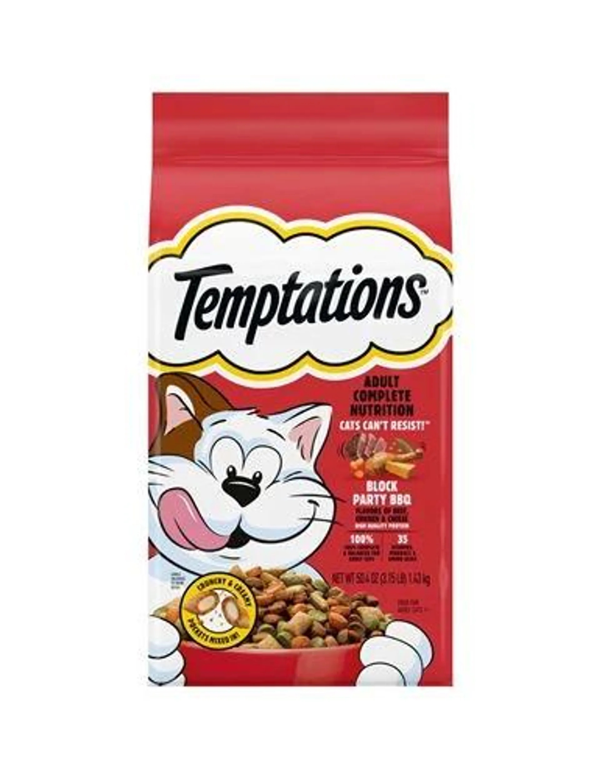 Temptations Block Party BBQ Flavor Adult Dry Cat Food, 3.15 Pounds