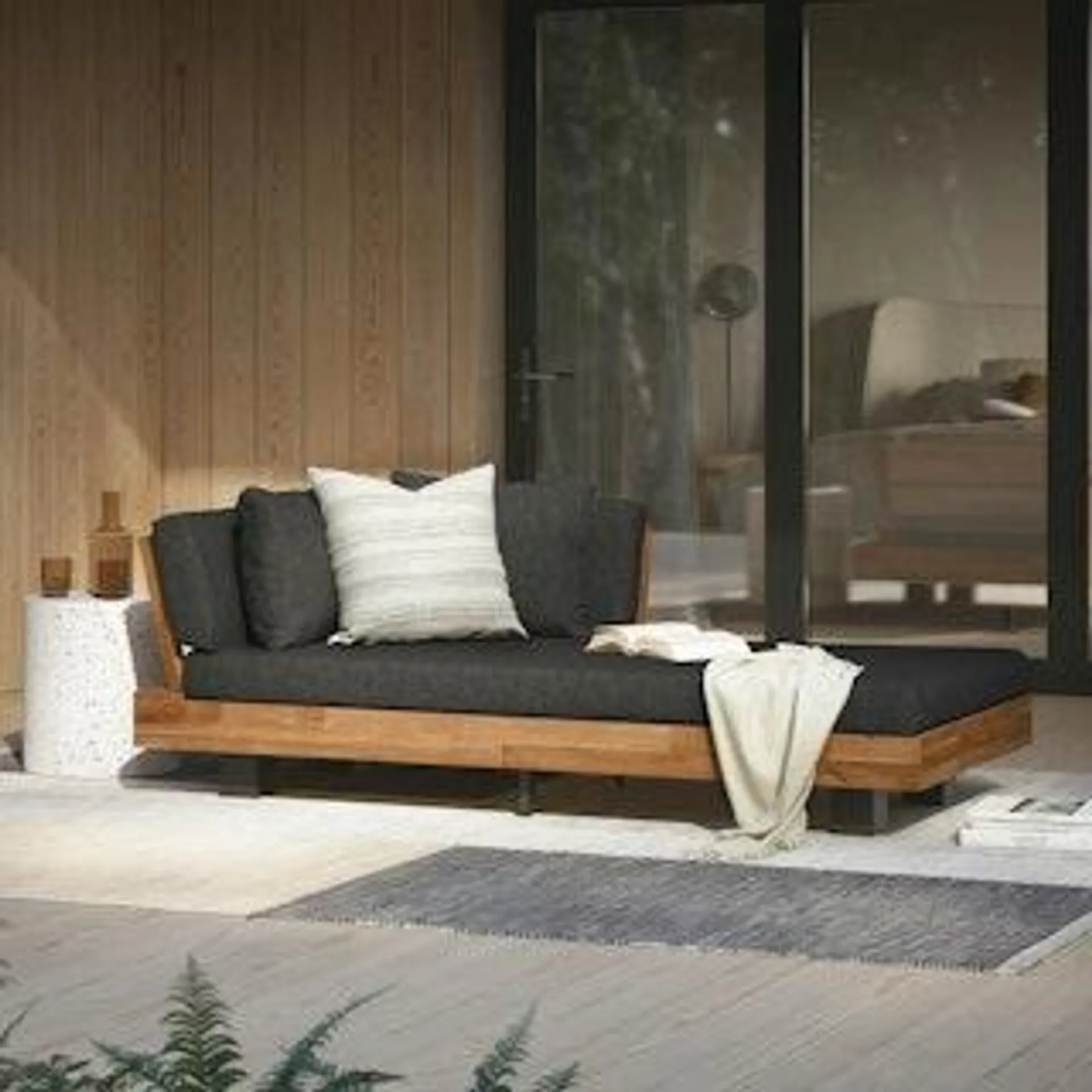 Lubek 69.25" Outdoor Low Right Chaise Lounge - Slate Gray