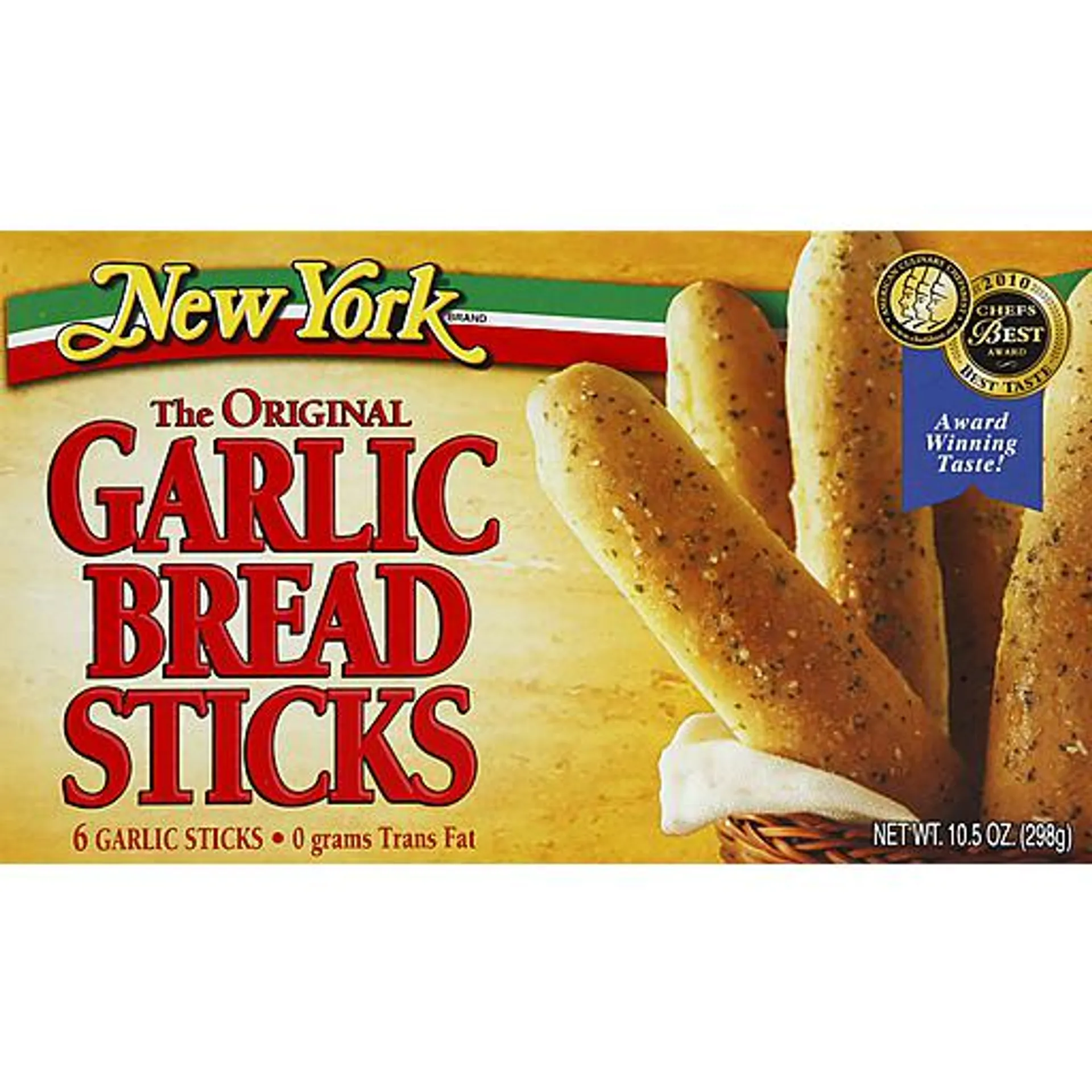 New York Bakery the Original Real Garlic Frozen Bread Sticks 6 ct 10.5 oz box