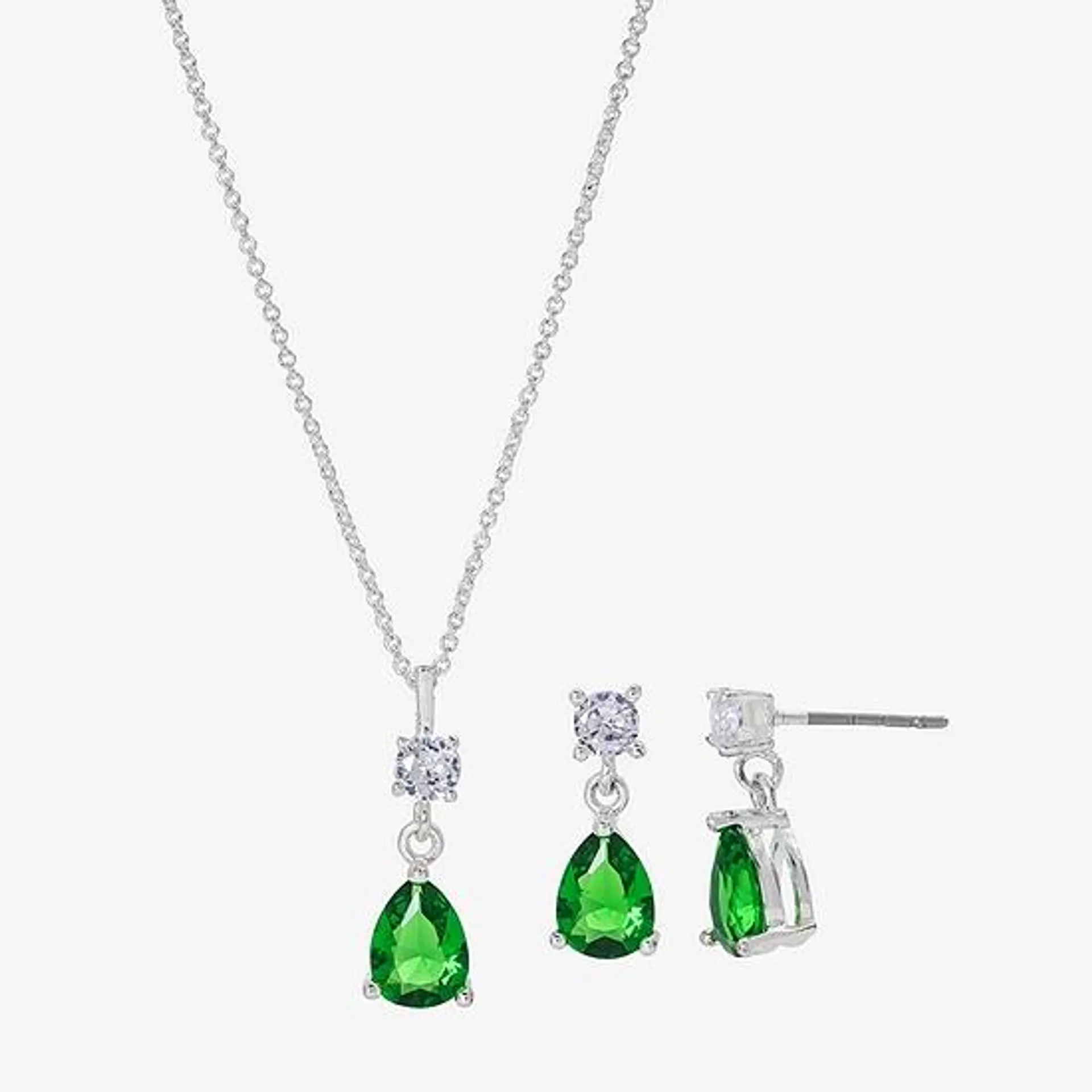 Sparkle Allure 2-pc. Cubic Zirconia Pure Silver Over Brass Pear Jewelry Set