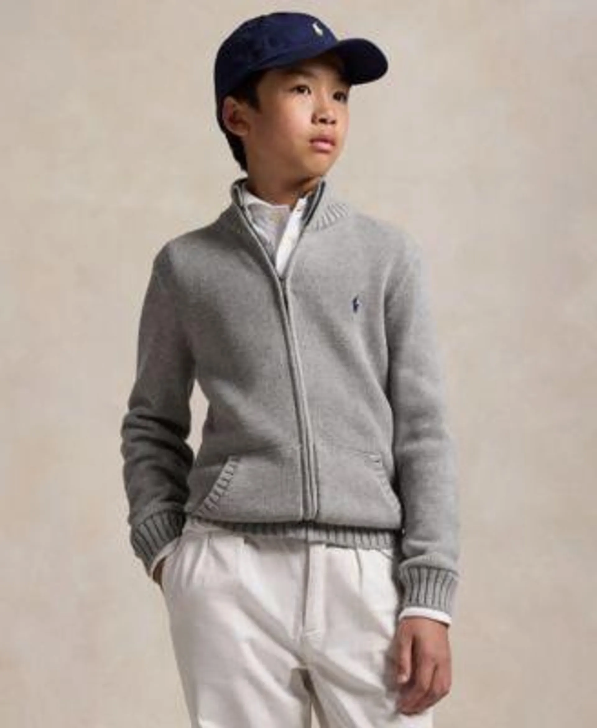 Big Boys Cotton Full-Zip Sweater