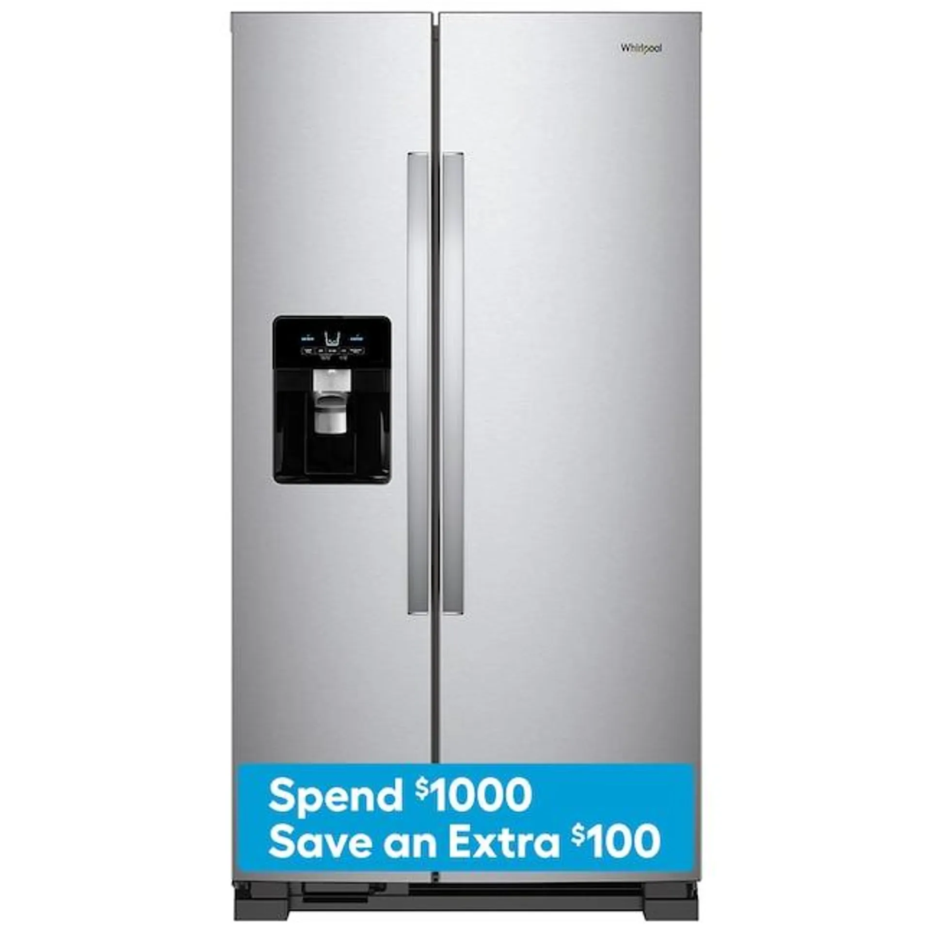 Whirlpool 21.4-cu ft Side-by-Side Refrigerator with Ice Maker, Water and Ice Dispenser (Fingerprint Resistant Stainless Steel)