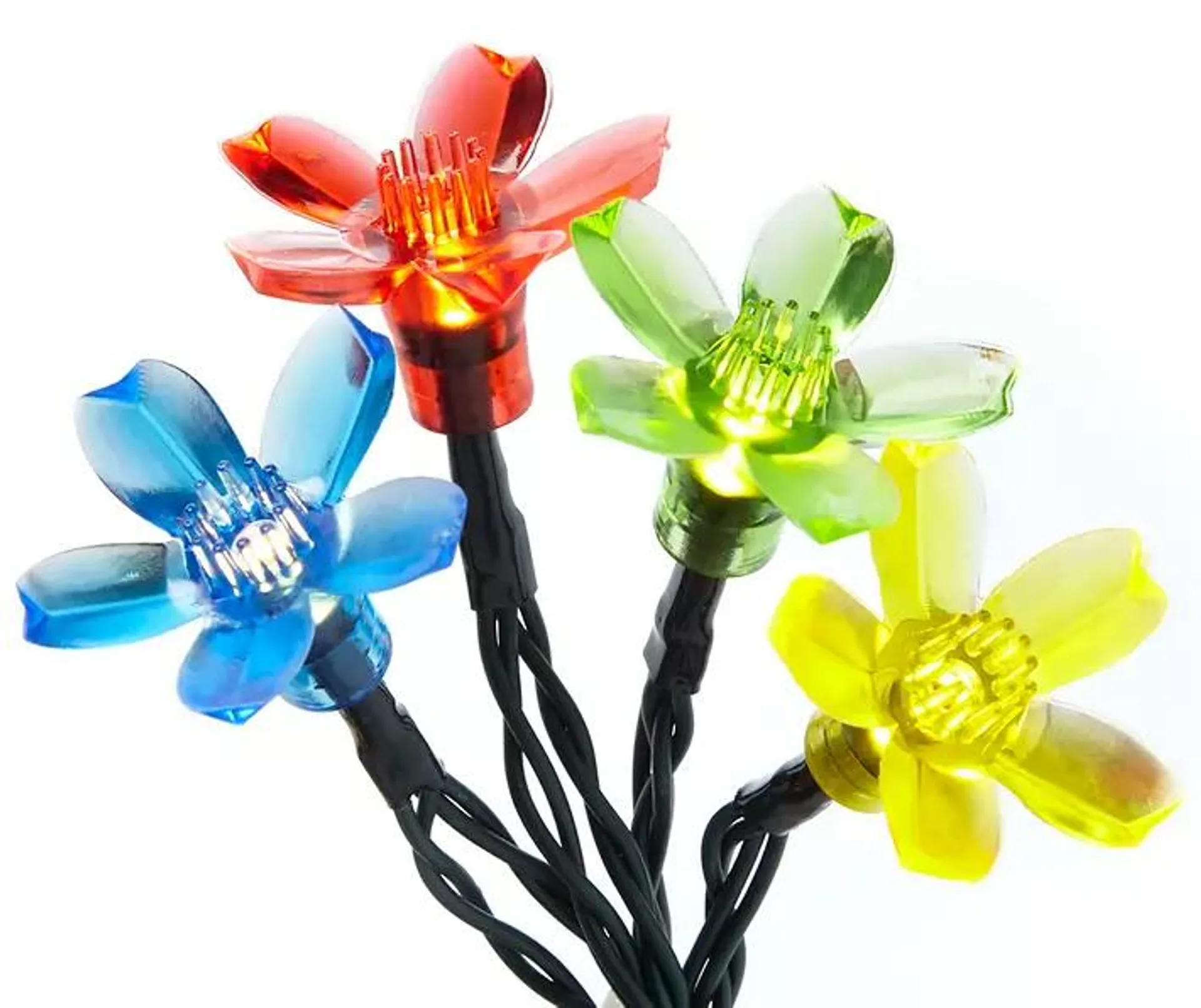 Multi-Color Flower Twinkling LED Light Set, 20-Lights