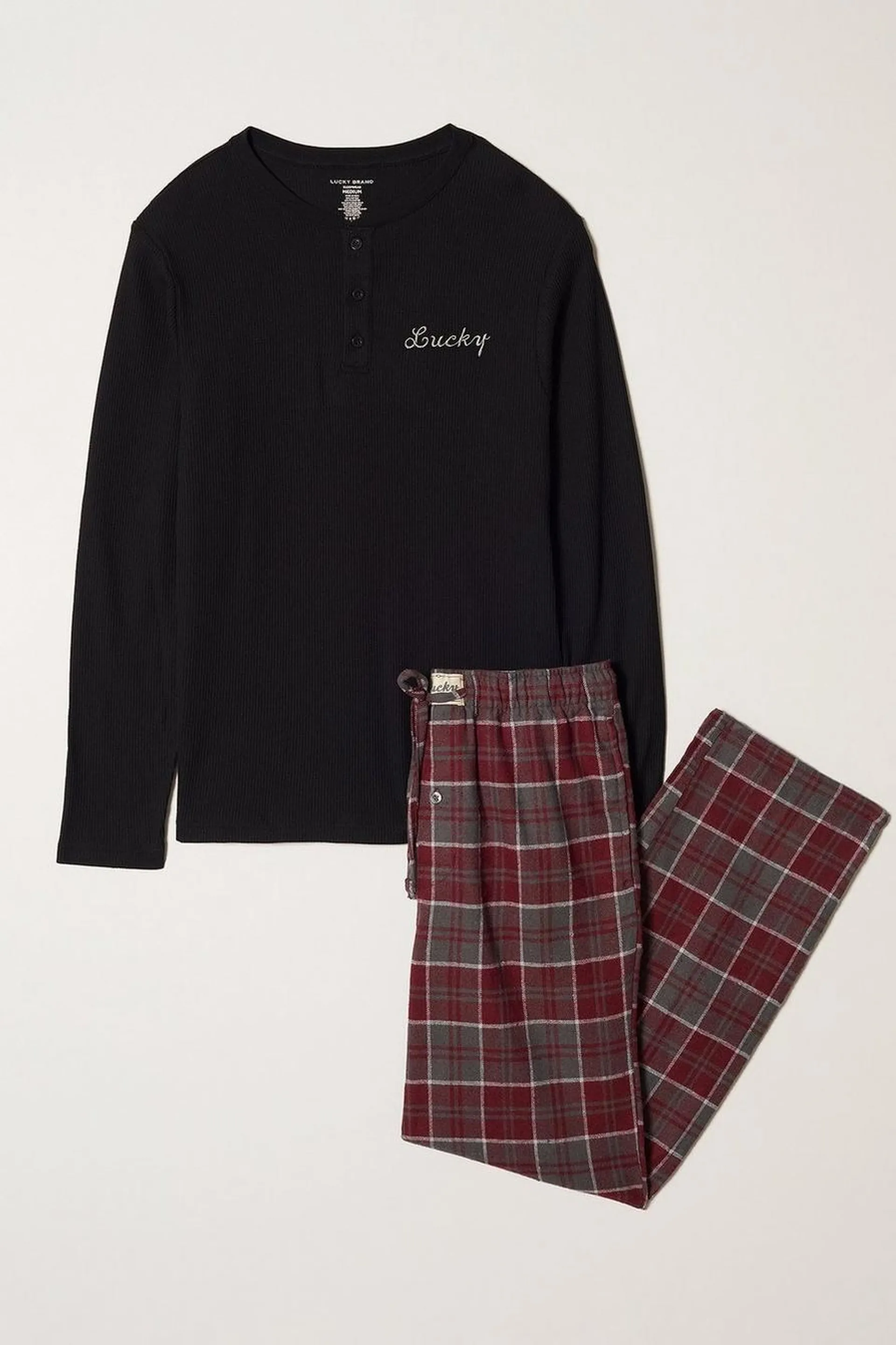 L/S THERMAL HENLEY & FLANNEL PANT GIFTSET