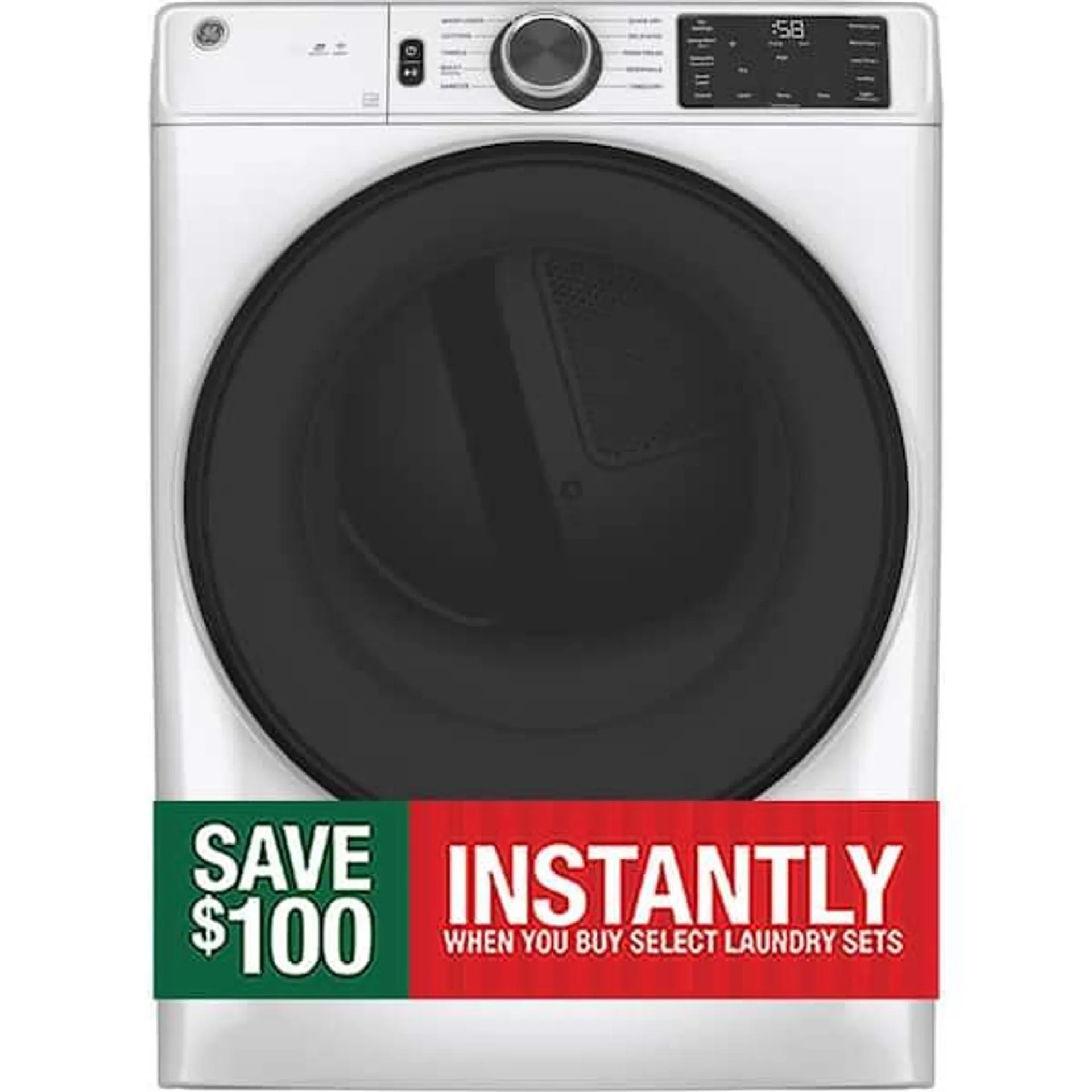 7.8 cu. ft. Smart Front Load Electric Dryer in White with Sanitize Cycle, ENERGY STAR