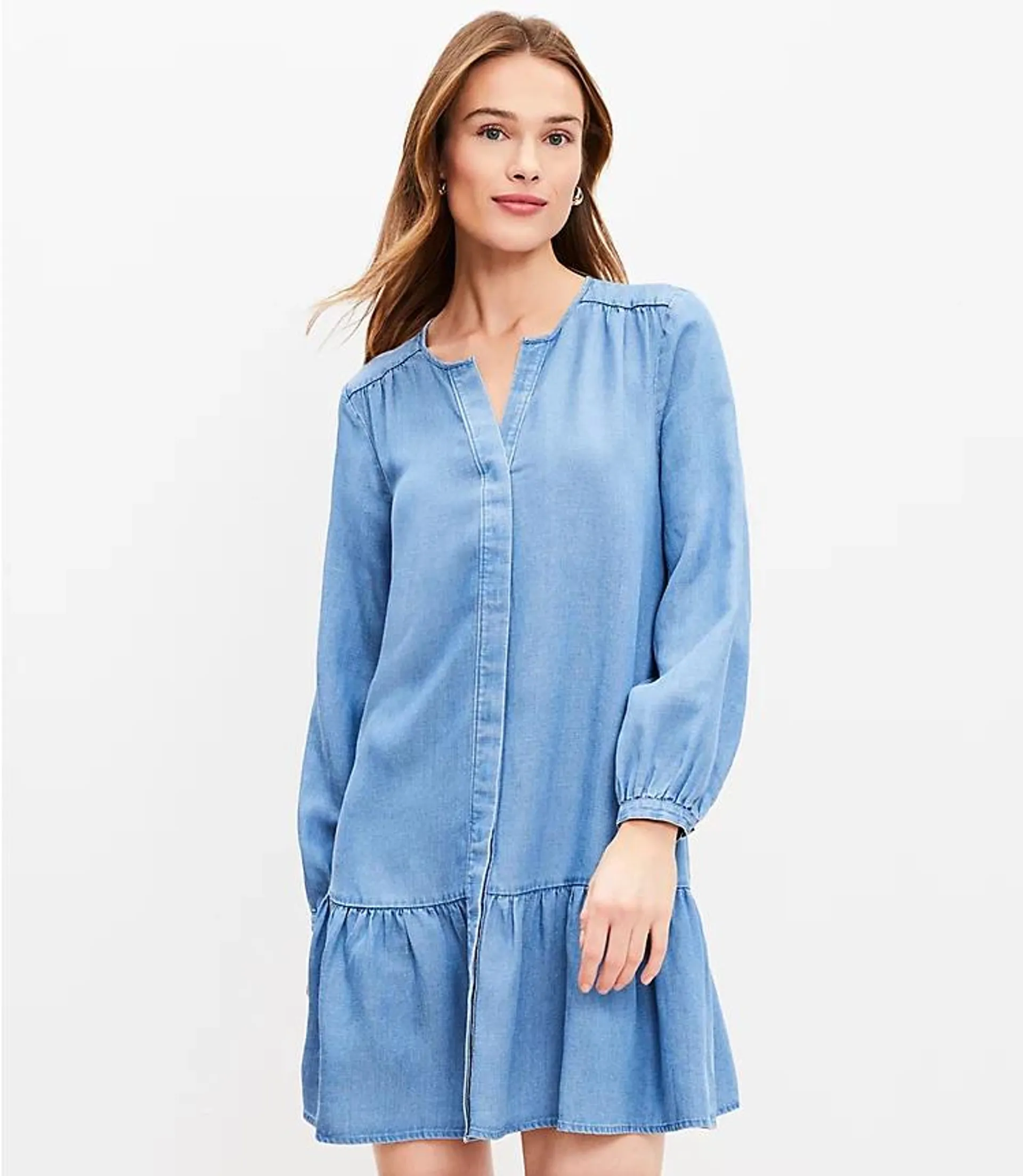 Chambray Flounce Dress