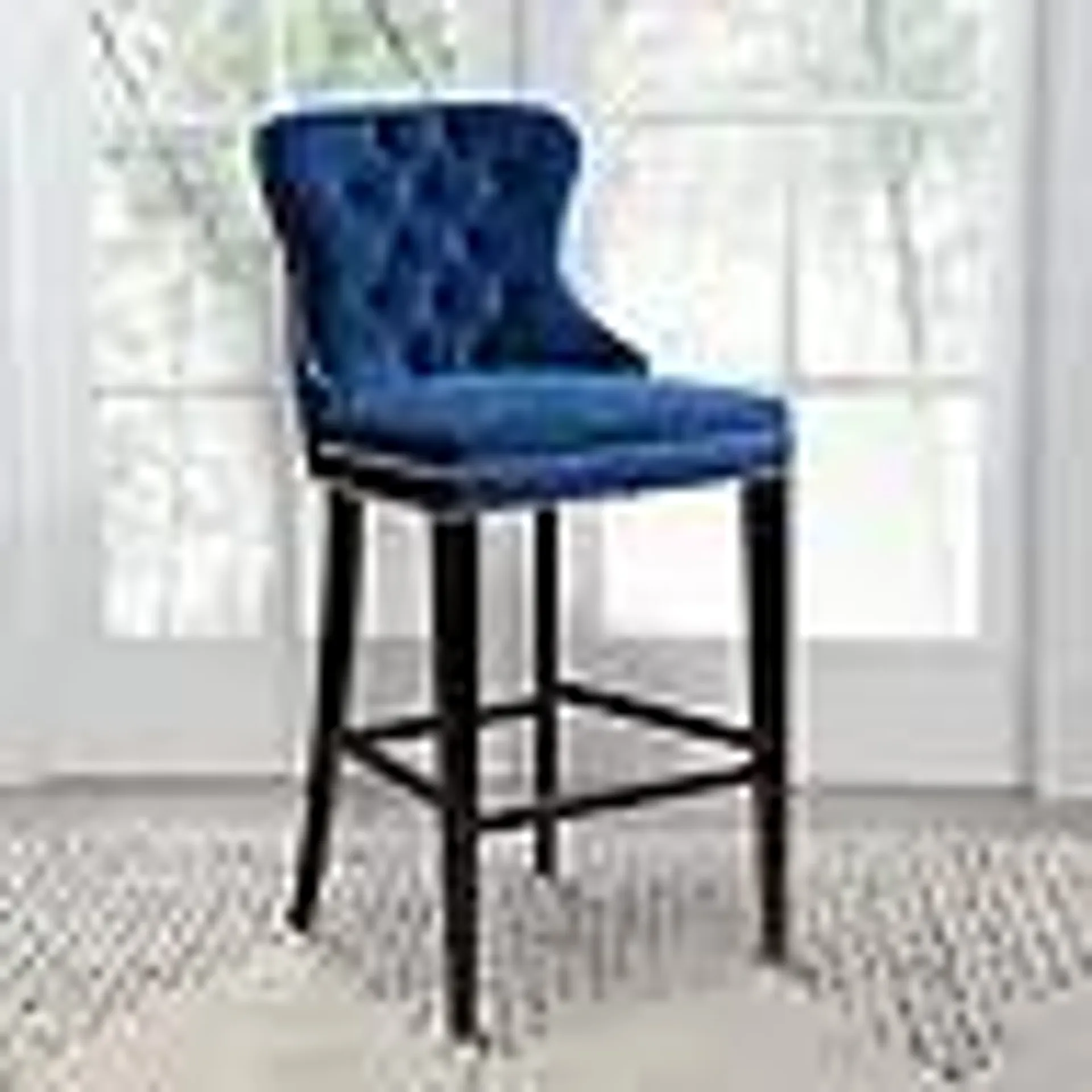 Milano Velvet Button-Tufted Barstool, Assorted Colors