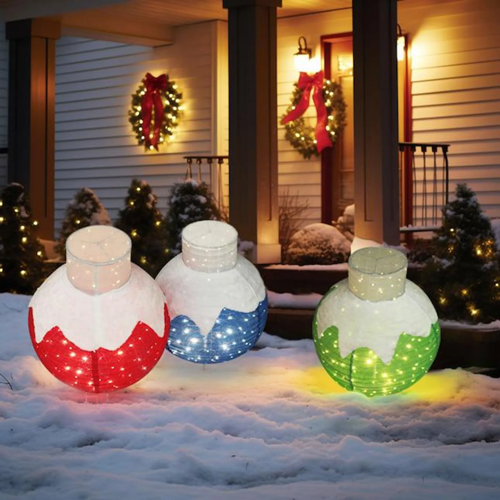 VEIKOUS Clear Standard Indoor/Outdoor Ornament Set of 3 35-in Warm White LED Lights