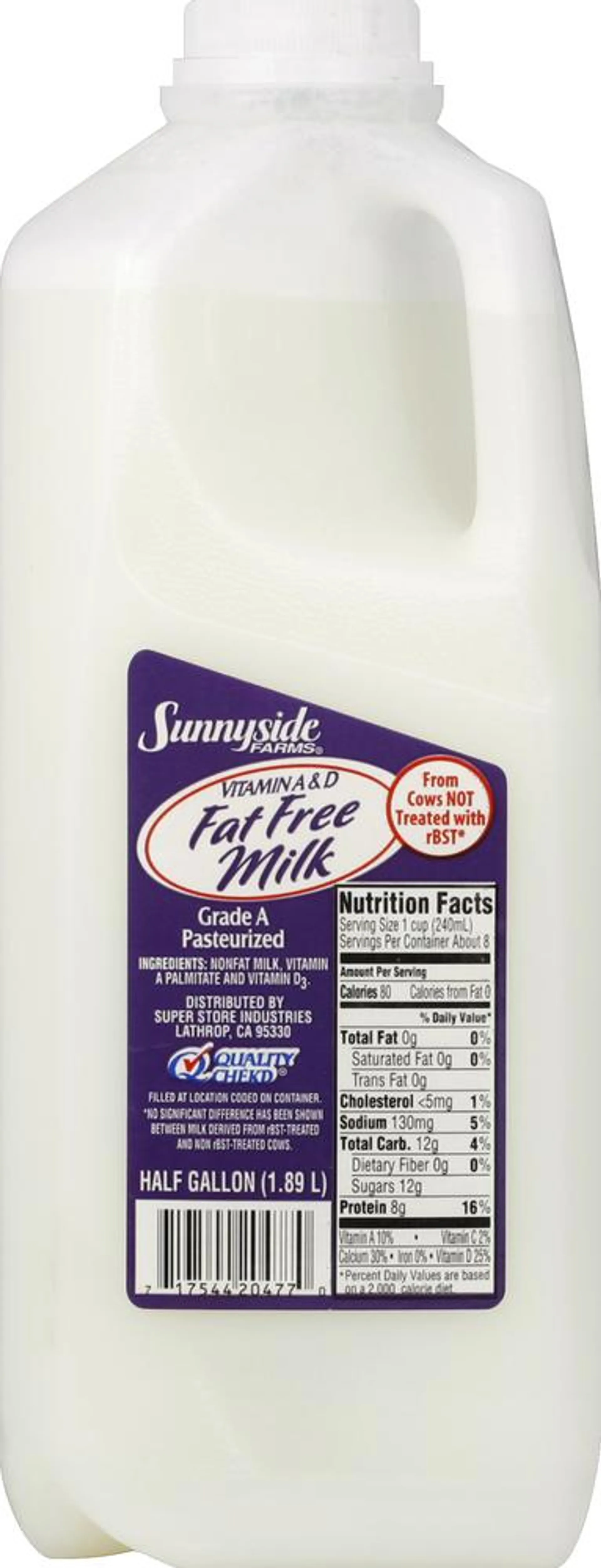 Sunnyside Farms Milk, Fat Free