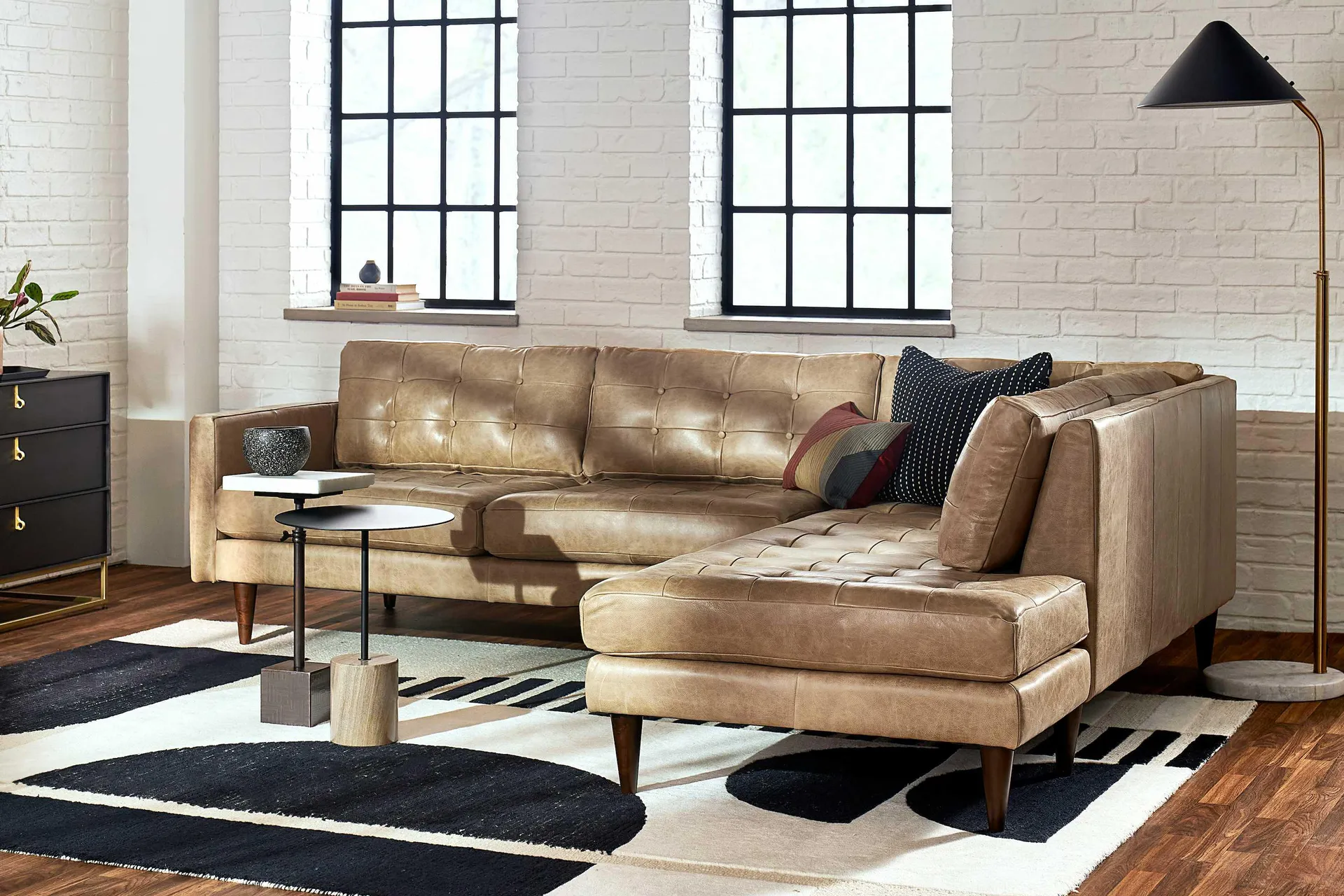 Eliot Leather Sectional with Bumper (2 piece)