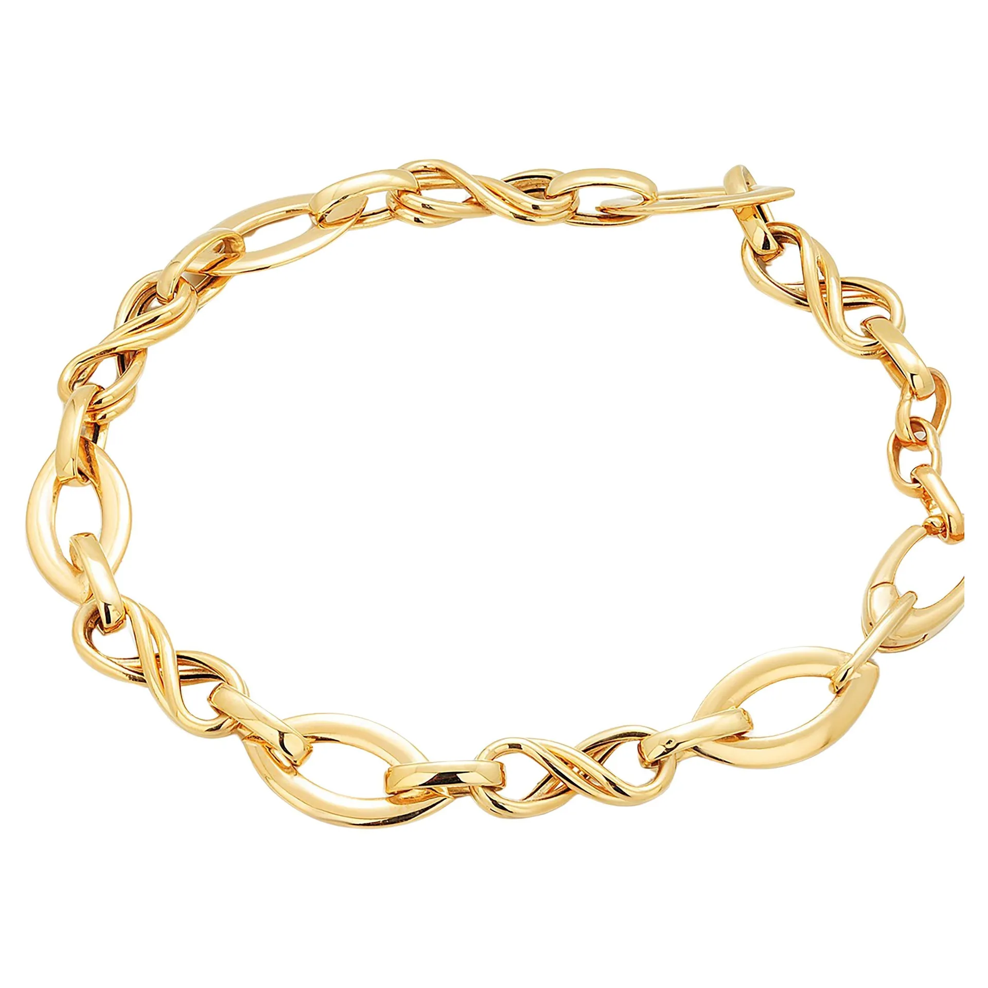 Eight Inch Link Chain Bracelet Invisible Catch 14 Karat Yellow Gold