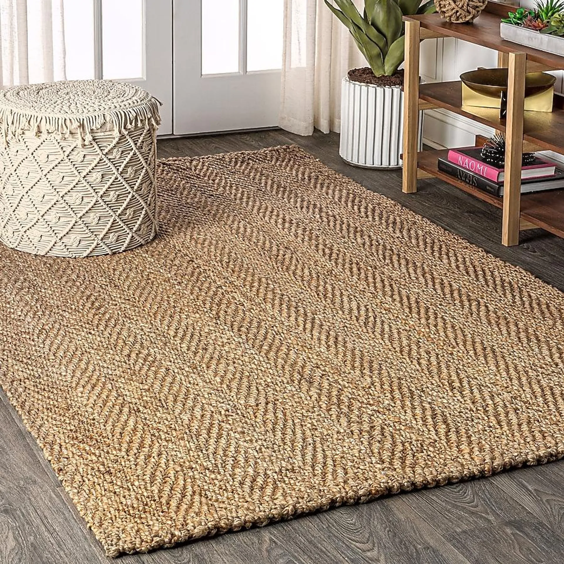 JONATHAN Y NATURAL FIBER Espina Herringbone 8 X 10 (ft) Jute Natural Indoor Solid Bohemian/Eclectic Area Rug