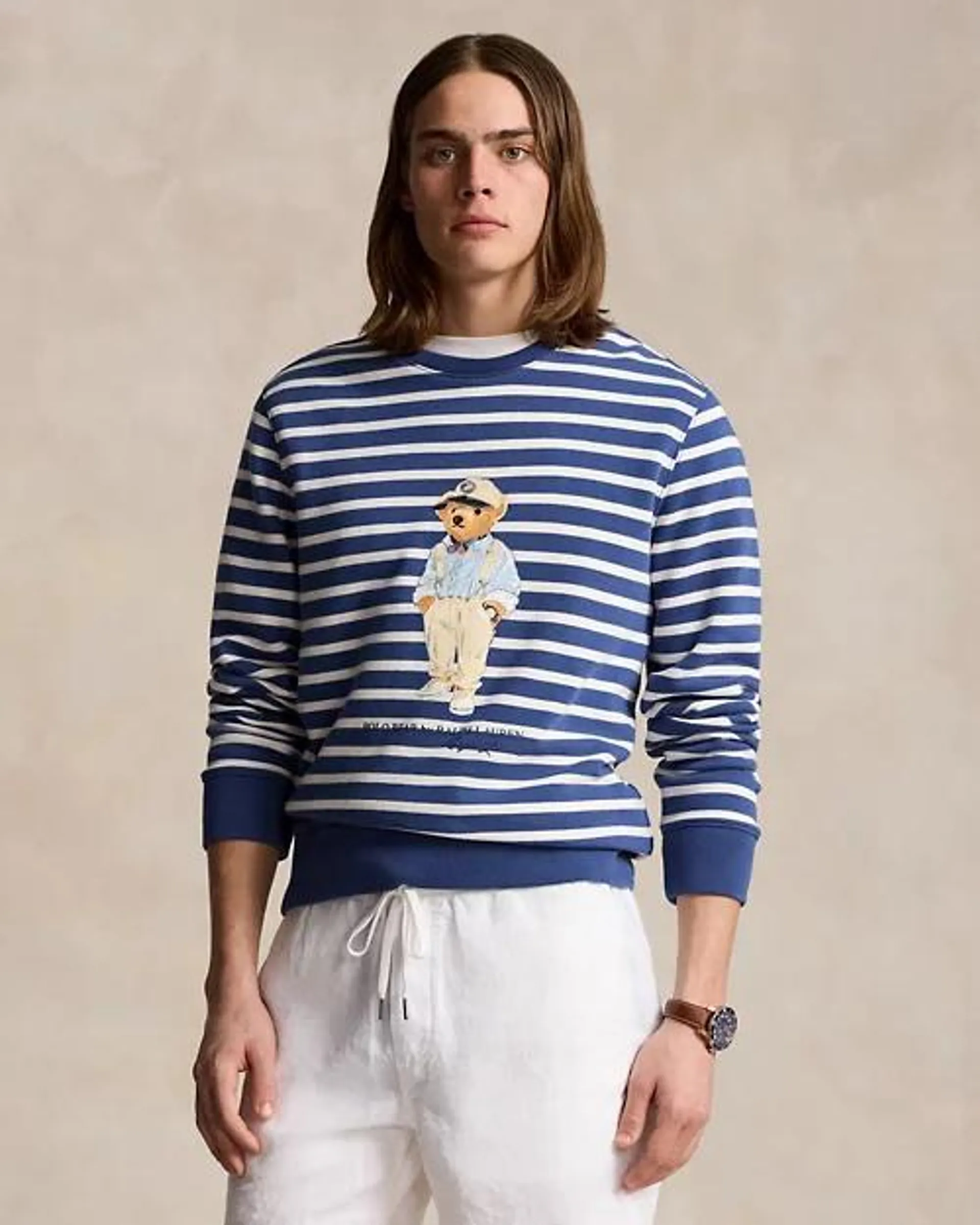 Polo Bear Striped Fleece Sweatshirt