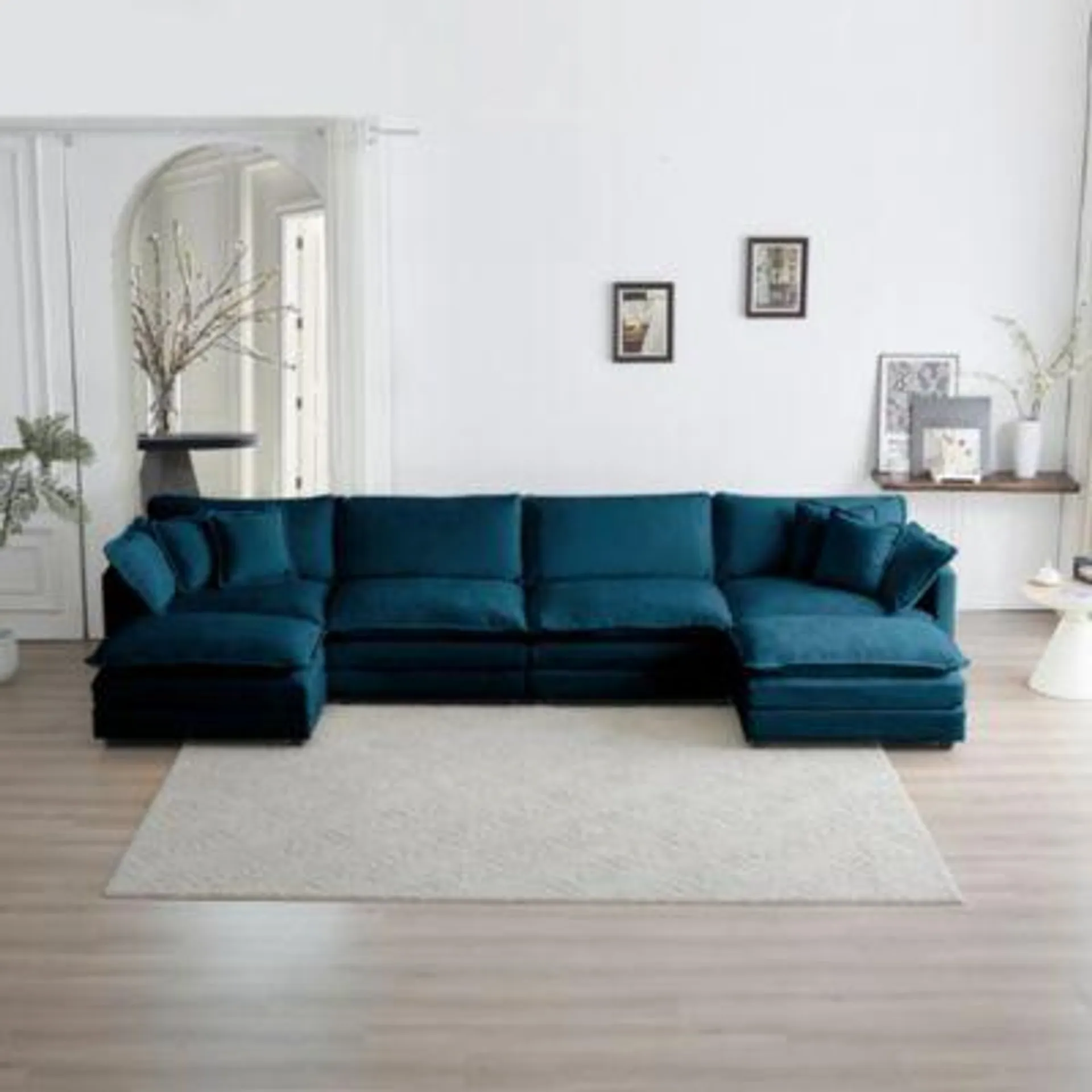 Streamdale Furniture Premium Chenille U-Shape Sectional Sofa with Ottomans