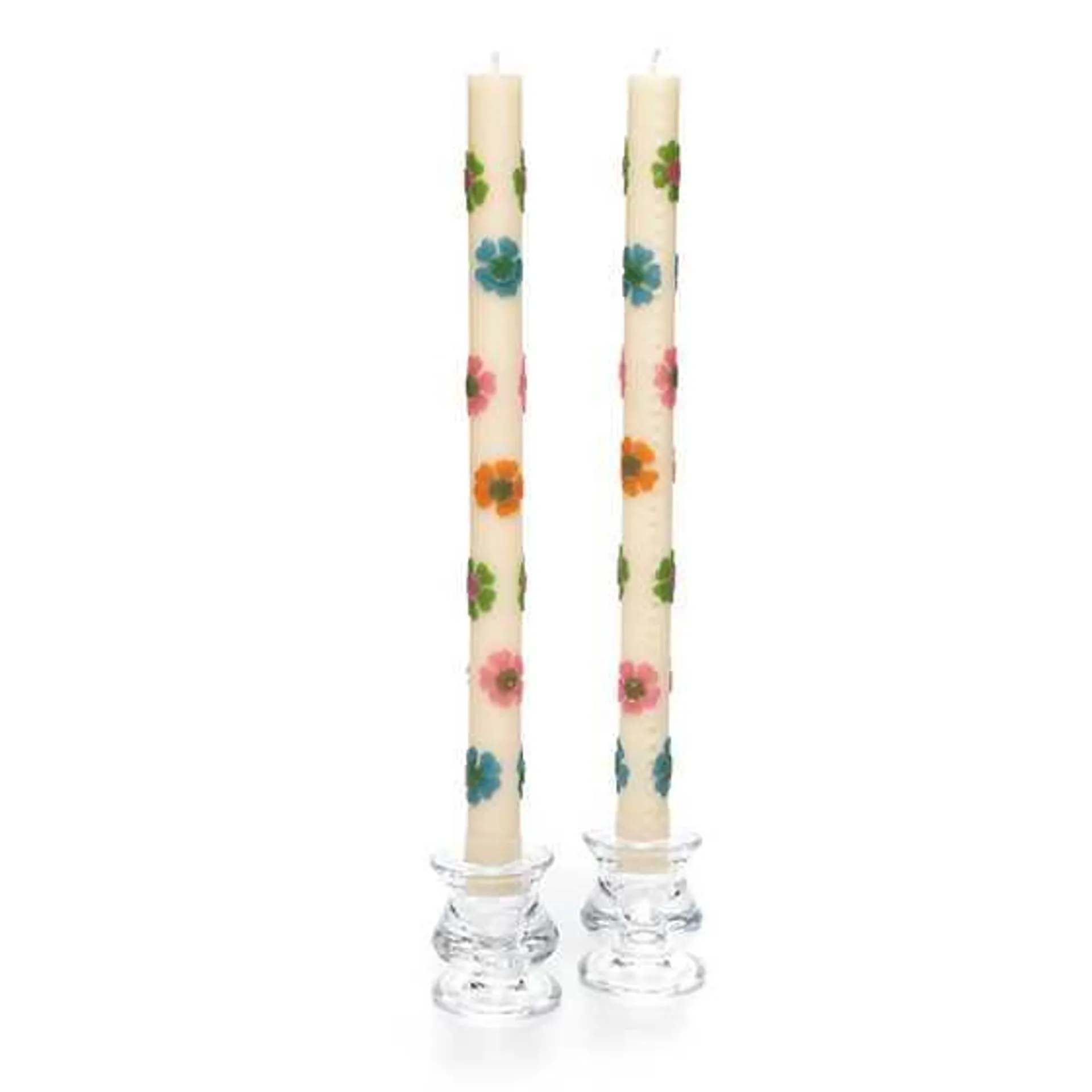 Mod Flower Pastel Dinner Candles, Set of 2