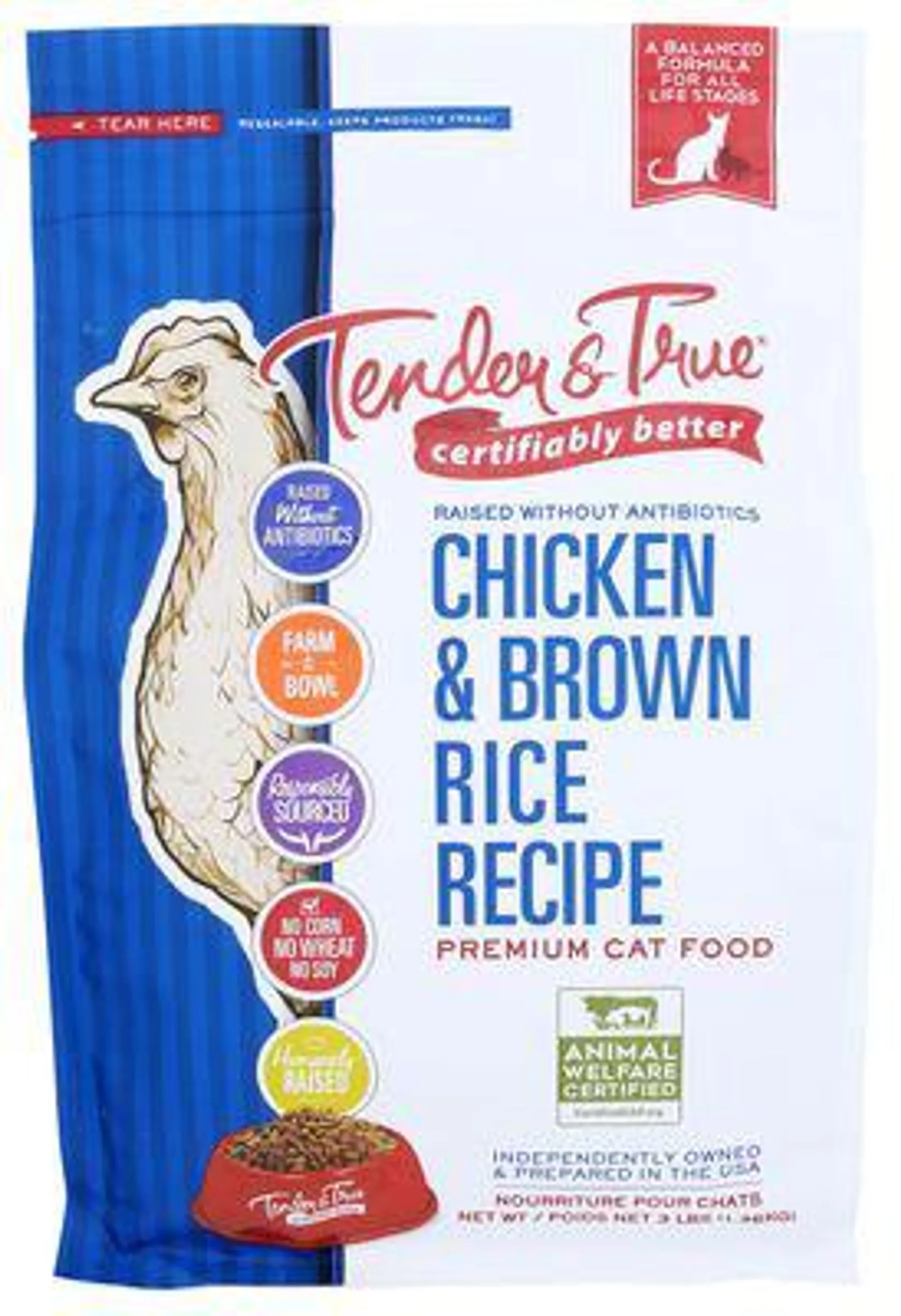 Tender & True Antibiotic Free Chicken & Brown Rice Recipe Dry Cat Food