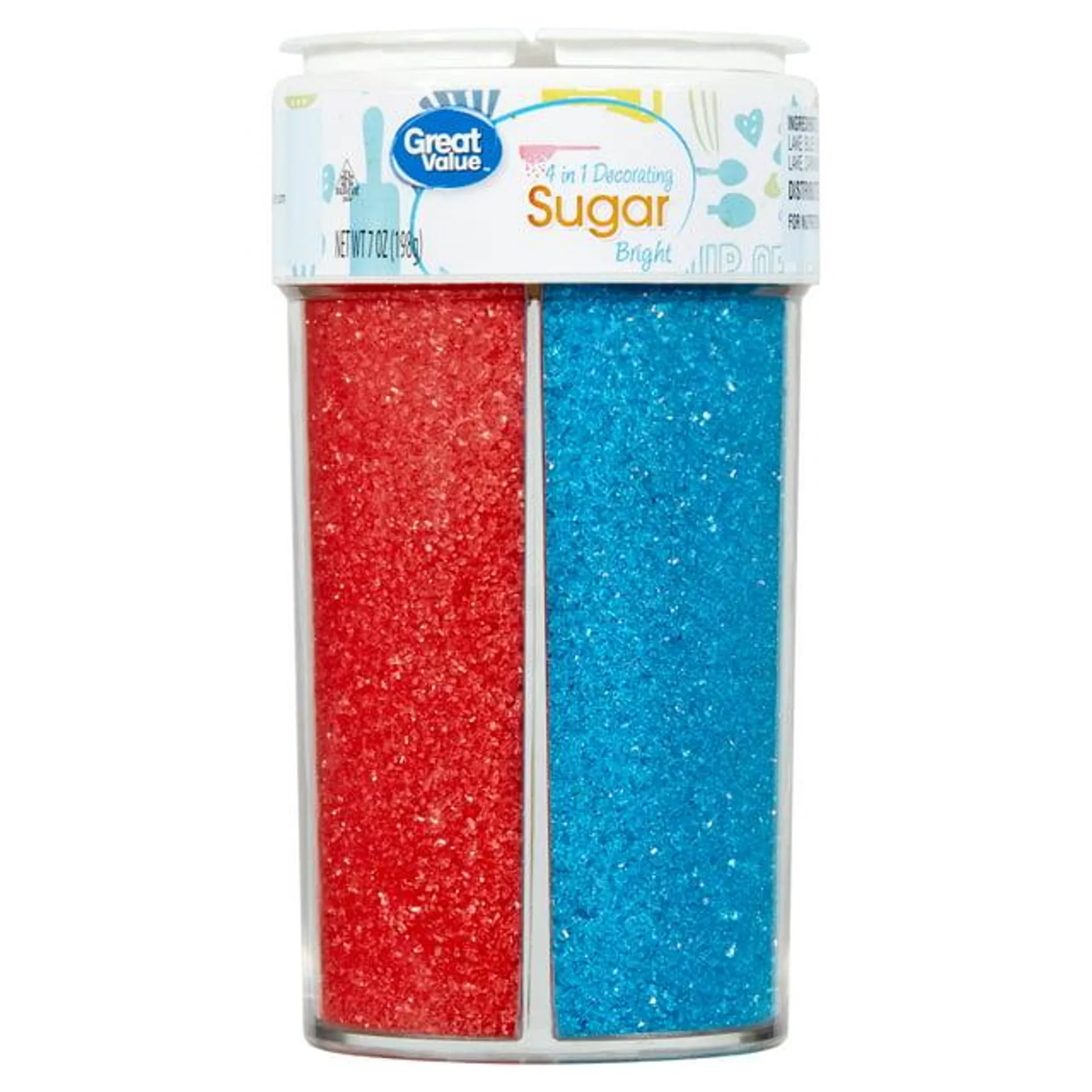 Great Value 4 in 1 Multicolor Sugar Bright Decorating Sprinkles, 7 oz Dessert Toppings