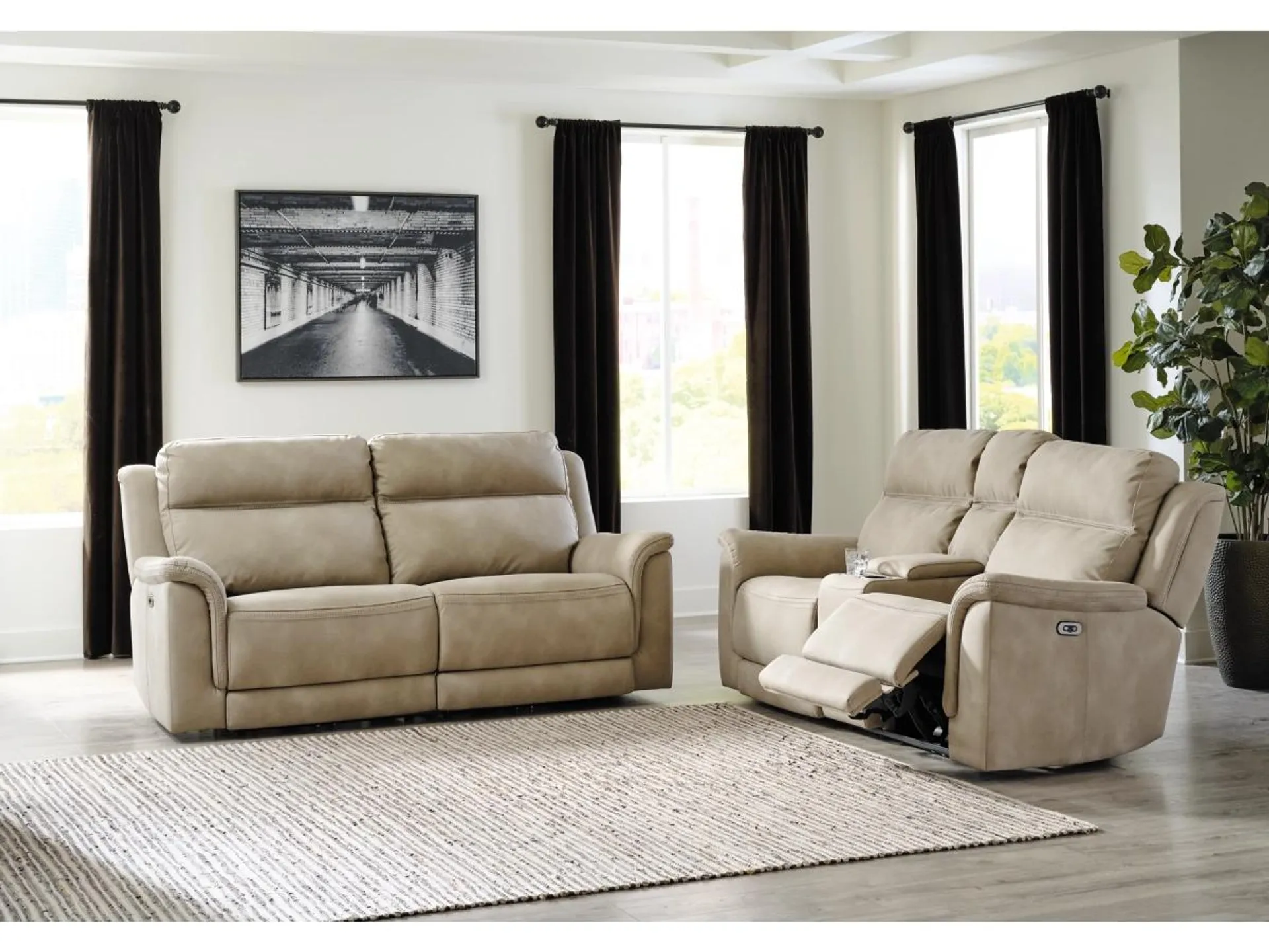 Next-Gen DuraPella Performance Fabric Dual Power Reclining Sofa and Loveseat