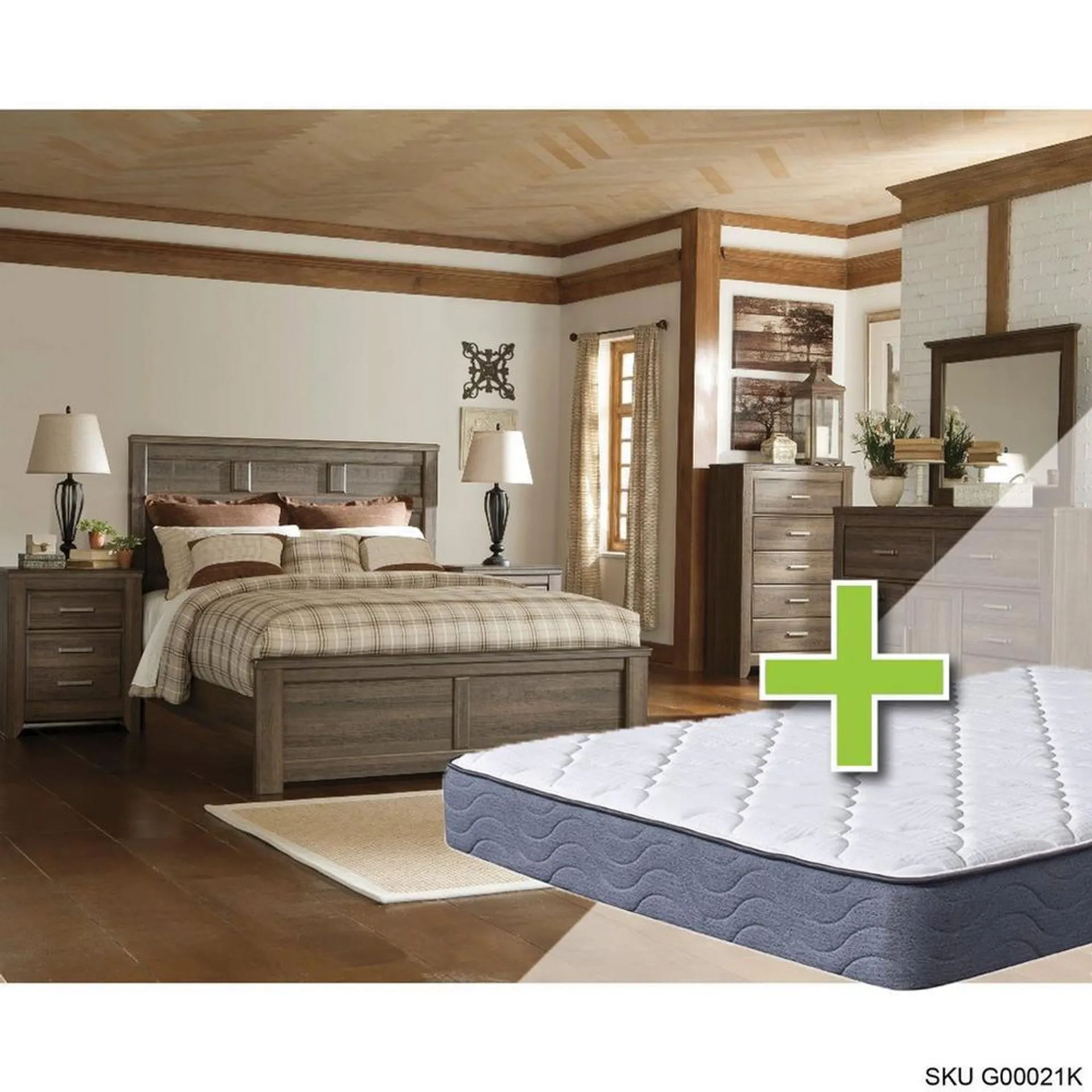 Juararo II 7 - Piece Queen Bedroom Set w/ 9.5" Tight Top Extra Firm Mattress, Foundation, and Protective Cases