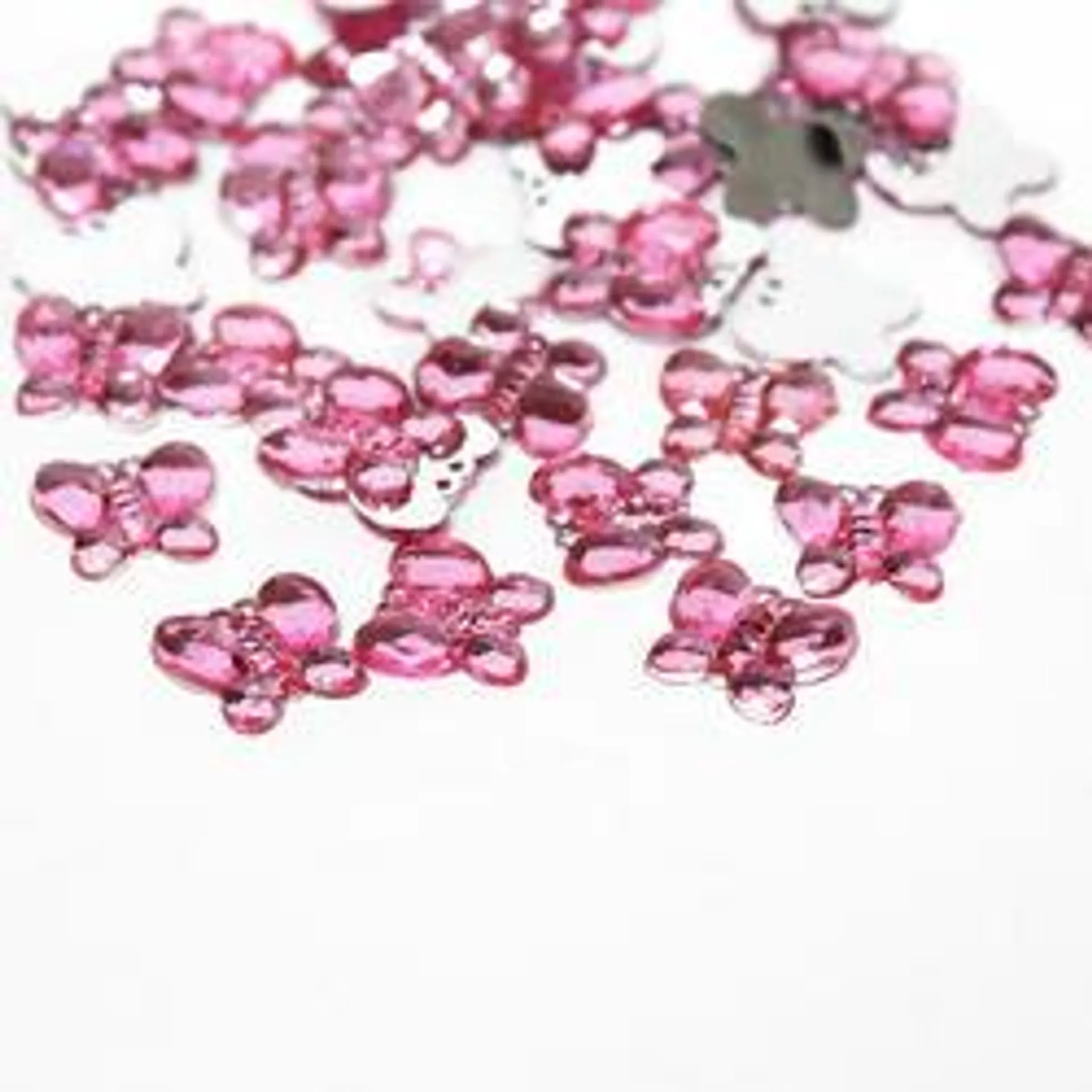 Pink Flat Back Butterfly Rhinestones (Package of 50 pieces)