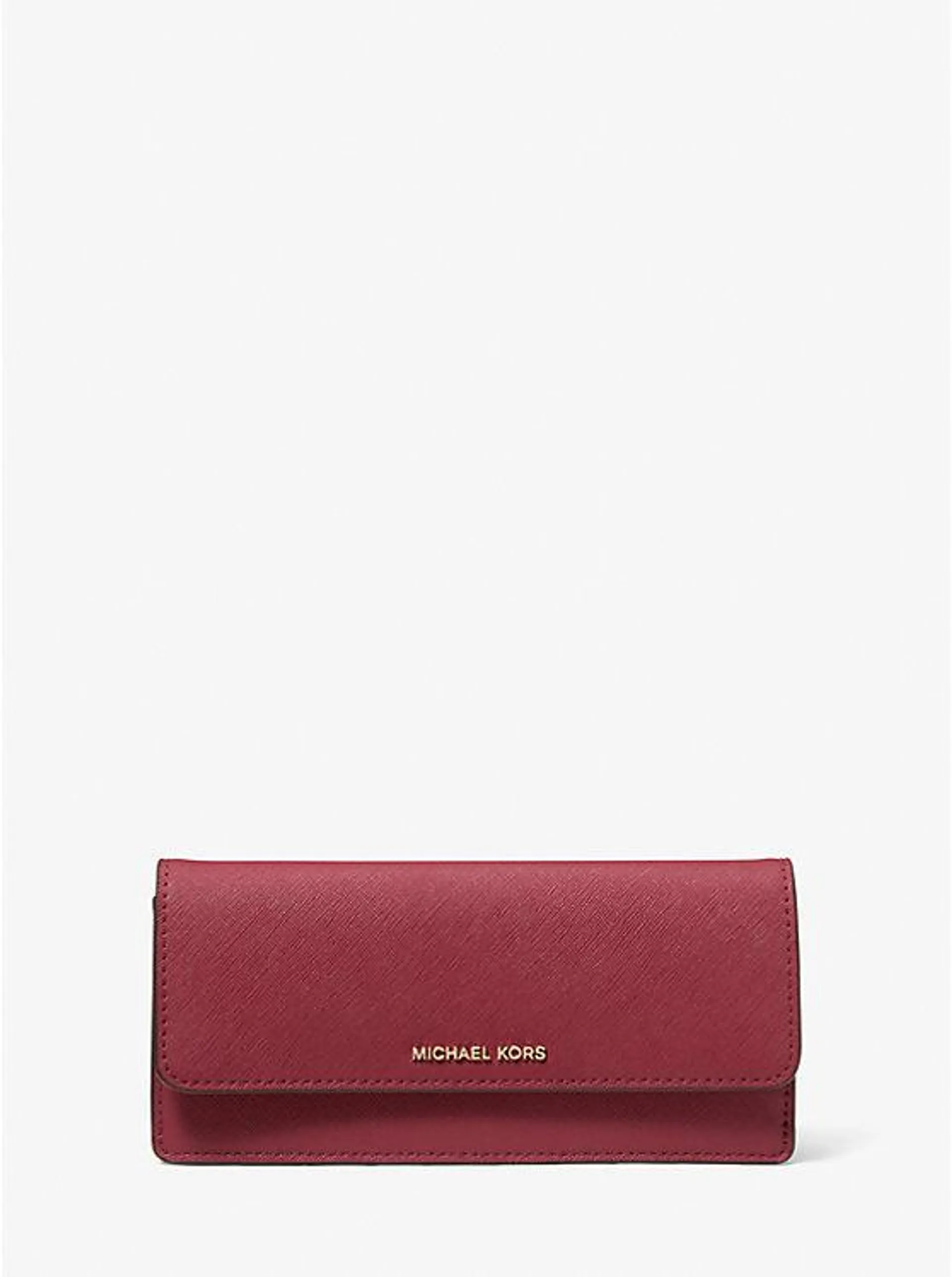 Jet Set Large Saffiano Leather Snap-Front Wallet