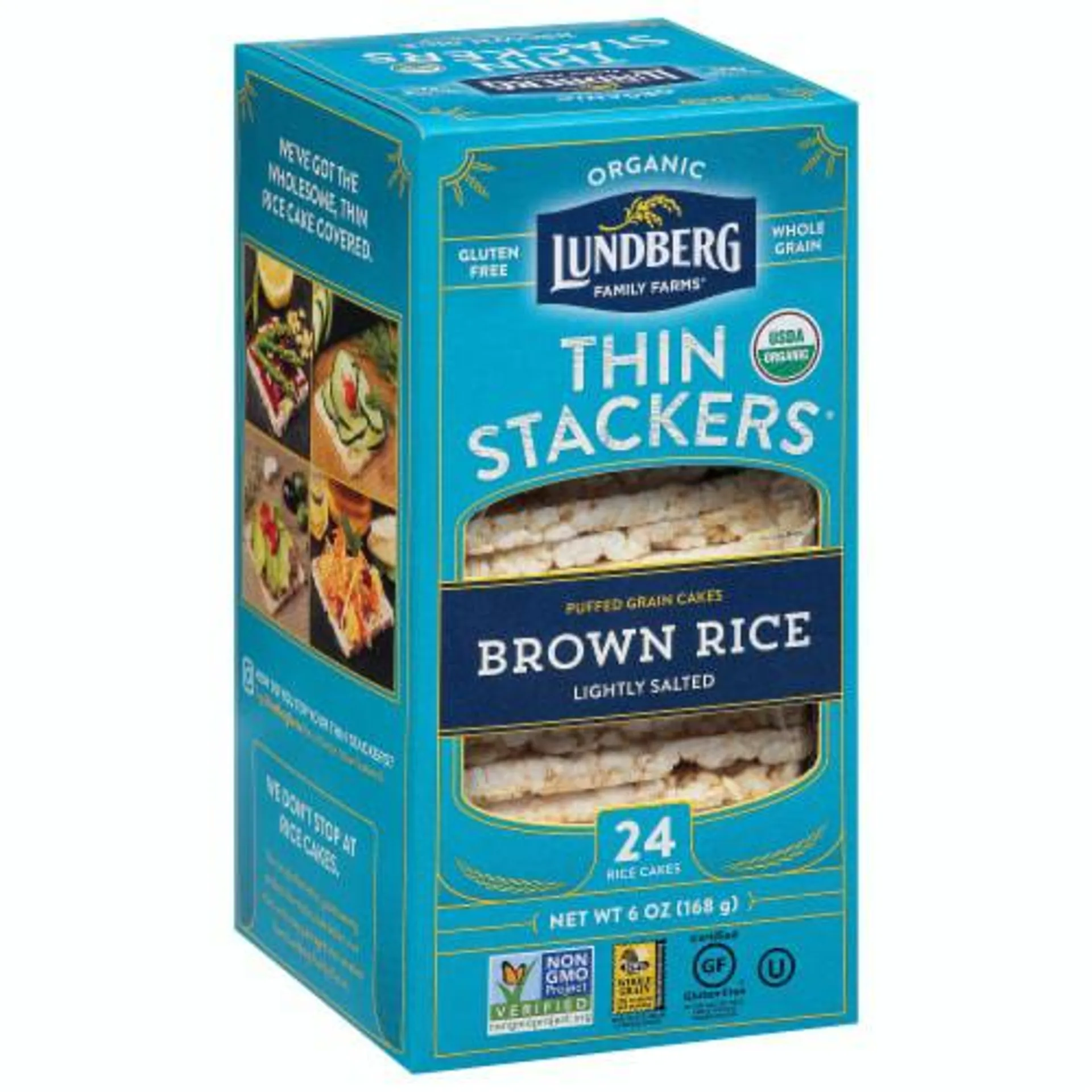 Lundberg Thin Stackers Brown Rice Light Organic 6 oz (Pack of 6)