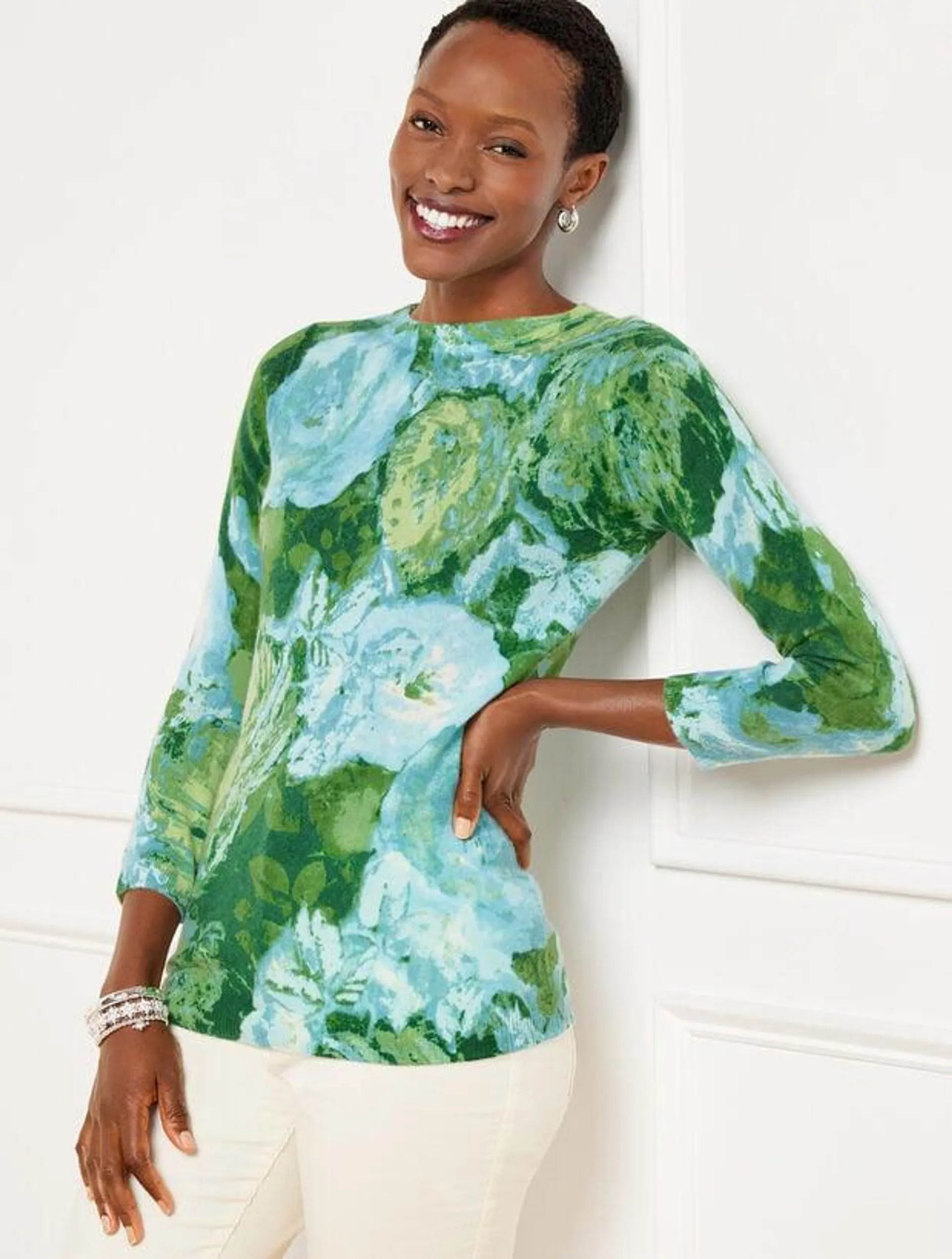 Audrey Cashmere Sweater - Abstract Floral